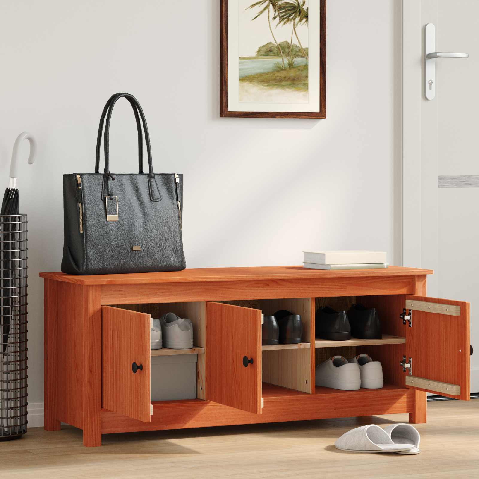 Sko Skap VoksBrun 110 x 38 x 45,5 cm Massiv furu vidaXL