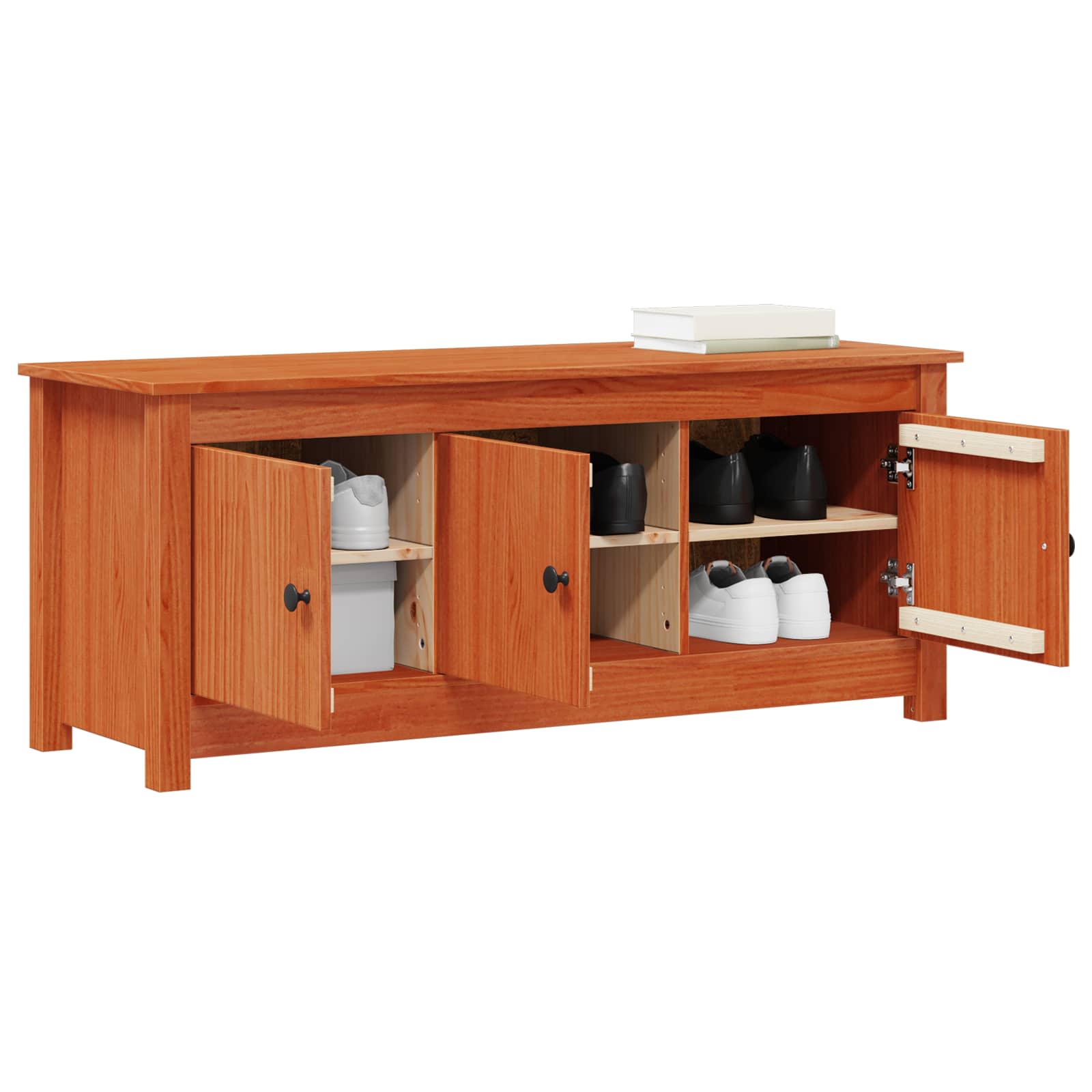 Sko Skap VoksBrun 110 x 38 x 45,5 cm Massiv furu vidaXL
