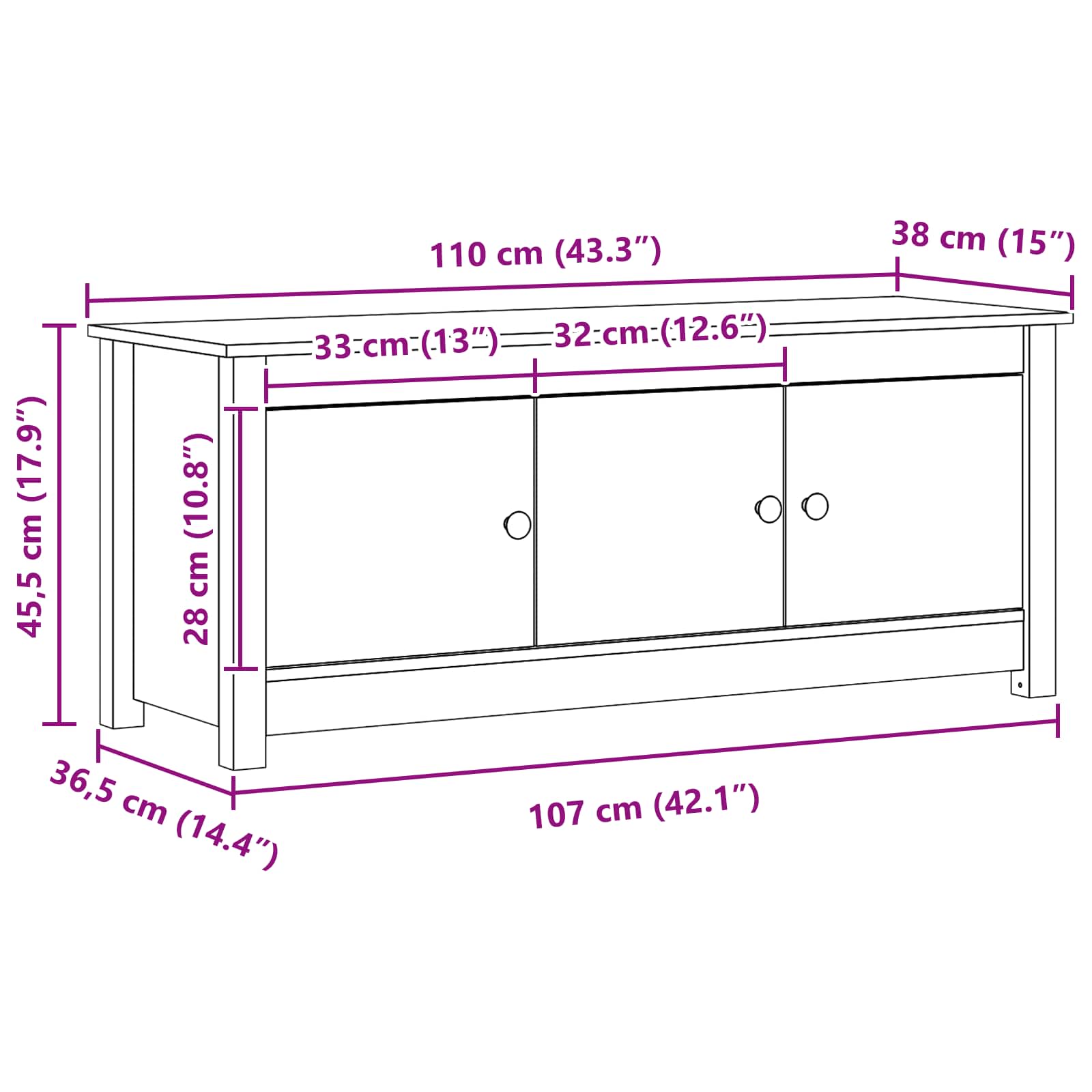 Sko Skap VoksBrun 110 x 38 x 45,5 cm Massiv furu vidaXL