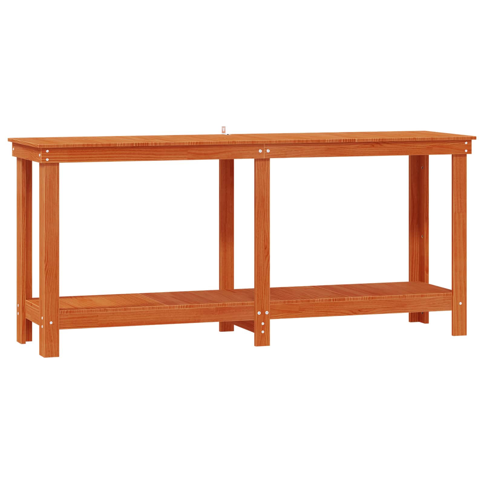 Arbeidsbenk med hylle VoksBrun 180 x 50 x 80 cm Massiv furu vidaXL