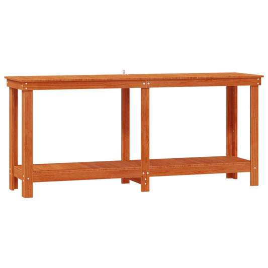Arbeidsbenk med hylle VoksBrun 180 x 50 x 80 cm Massiv furu vidaXL