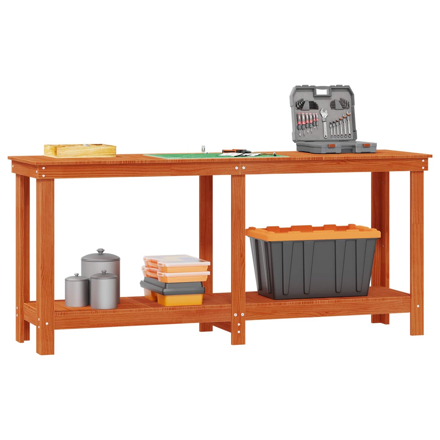 Arbeidsbenk med hylle VoksBrun 180 x 50 x 80 cm Massiv furu vidaXL