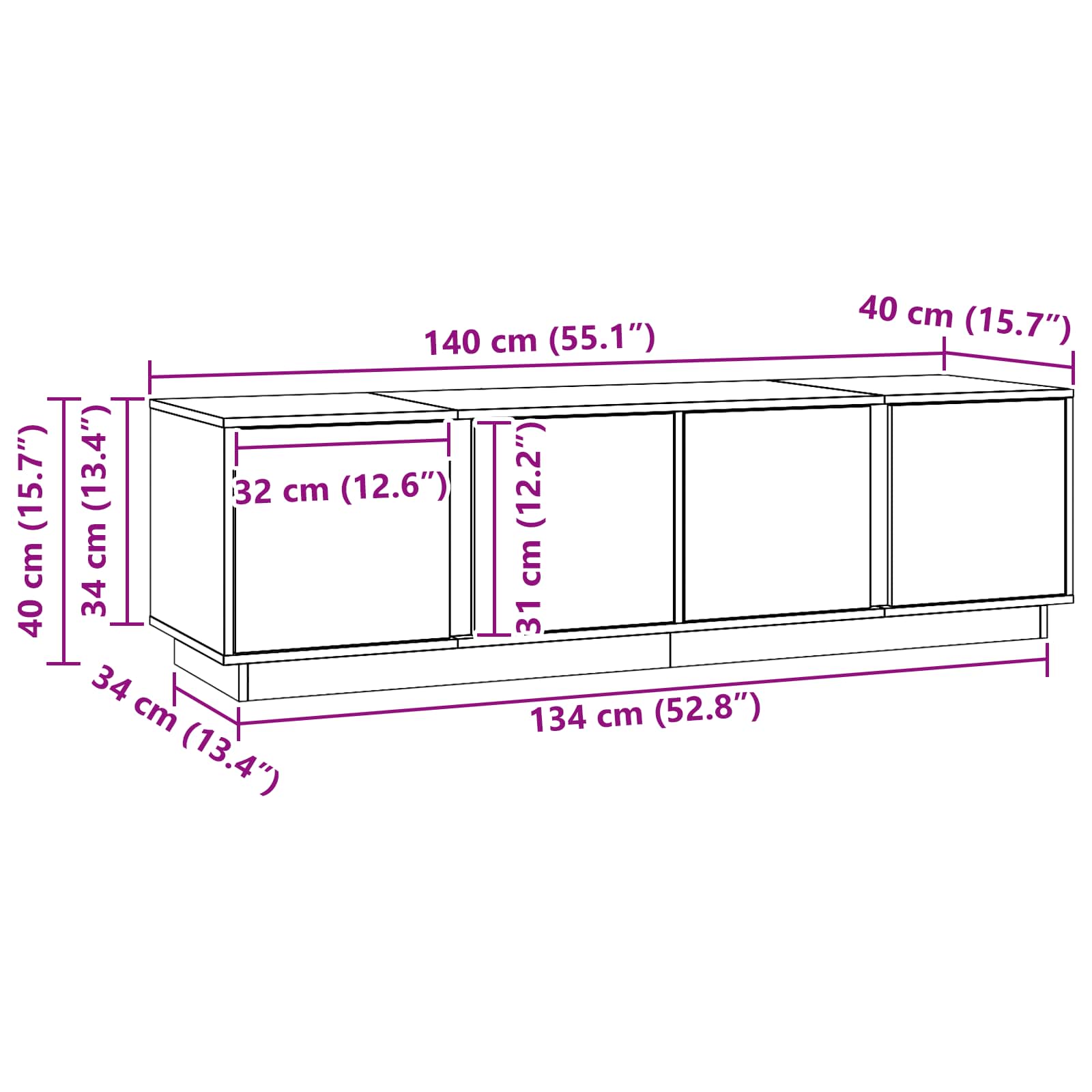 TV-skap VoksBrun 140 x 40 x 40 cm Massiv furu vidaXL