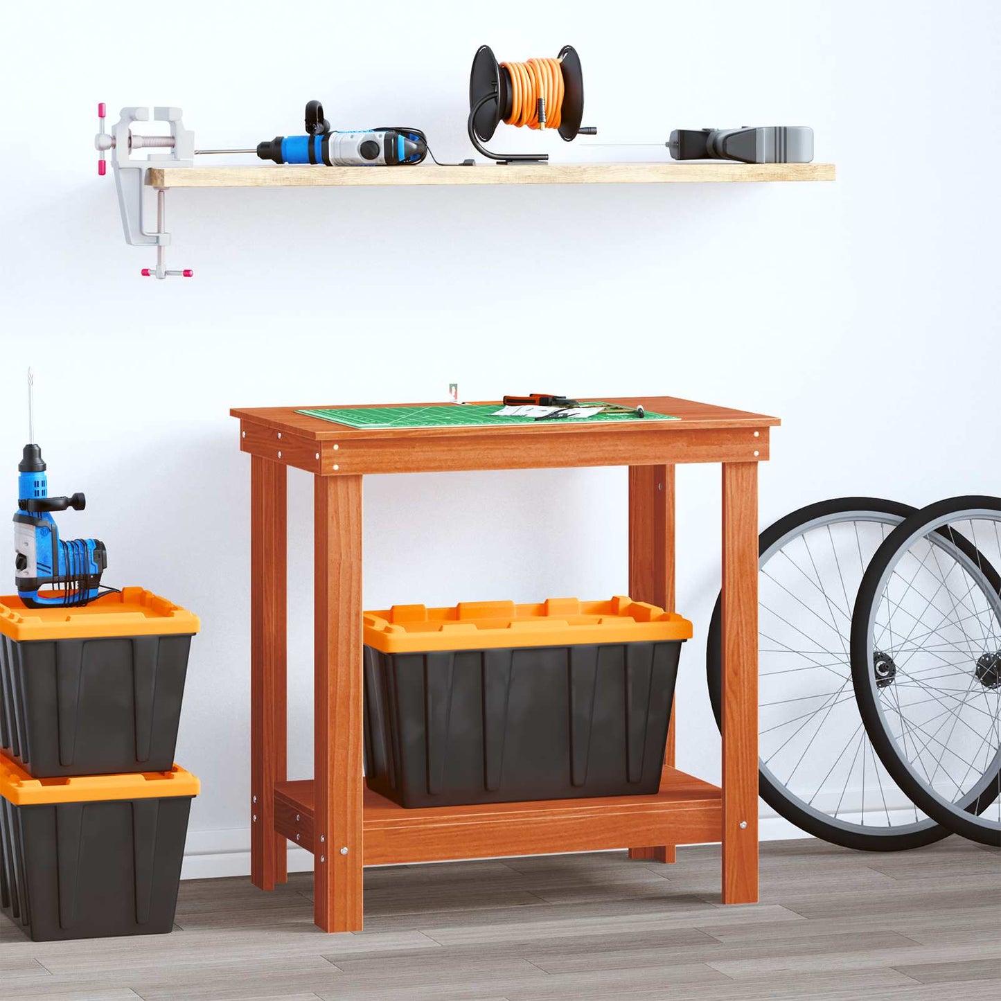 Arbeidsbenk med hylle VoksBrun 80 x 50 x 80 cm Massiv furu vidaXL