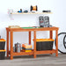 Arbeidsbenk med hylle VoksBrun 140 x 50 x 80 cm Massiv furu vidaXL