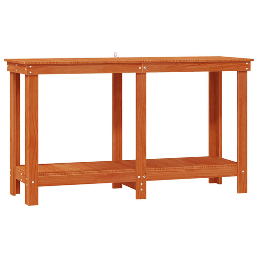 Arbeidsbenk med hylle VoksBrun 140 x 50 x 80 cm Massiv furu vidaXL