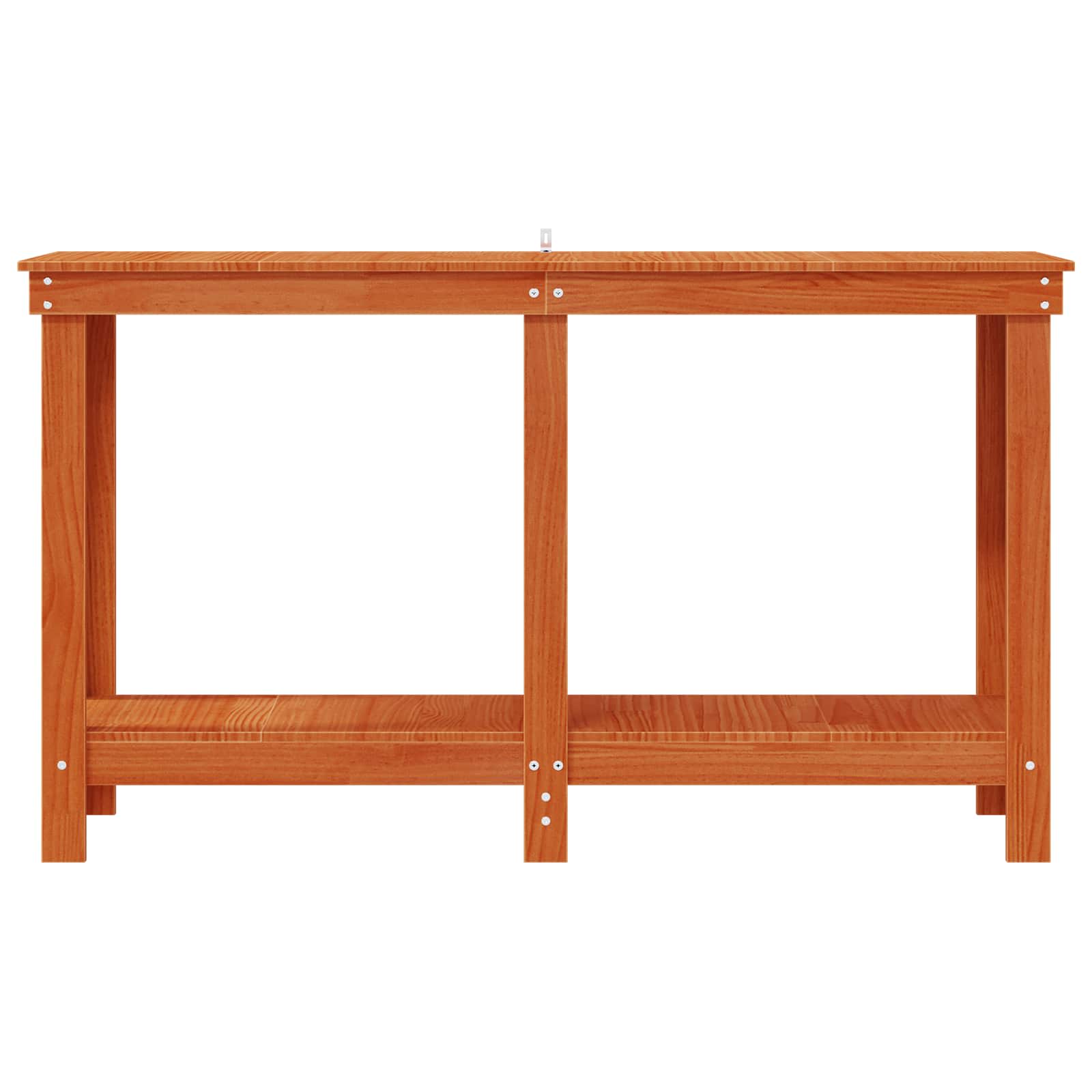 Arbeidsbenk med hylle VoksBrun 140 x 50 x 80 cm Massiv furu vidaXL