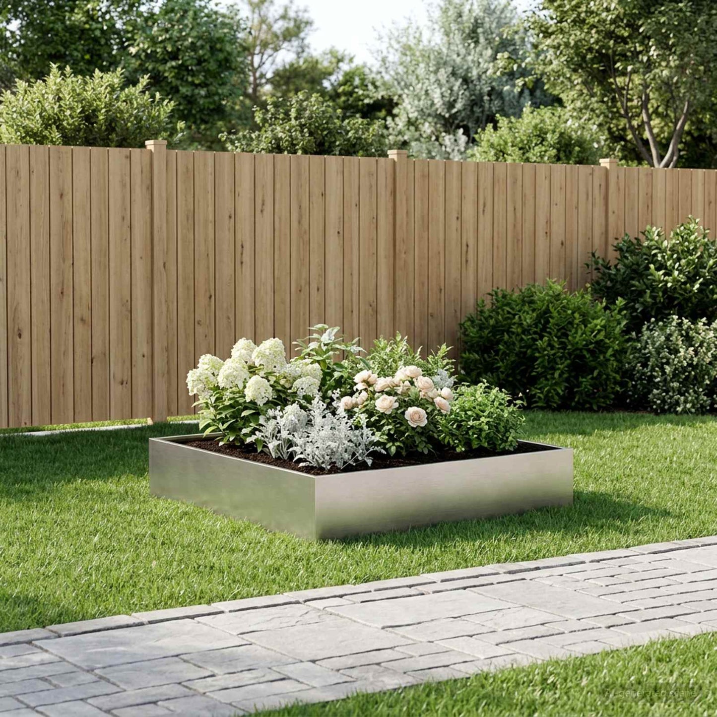 Hageblomsterpotte Sølv 100 x 100 x 20 cm Rustfritt stål