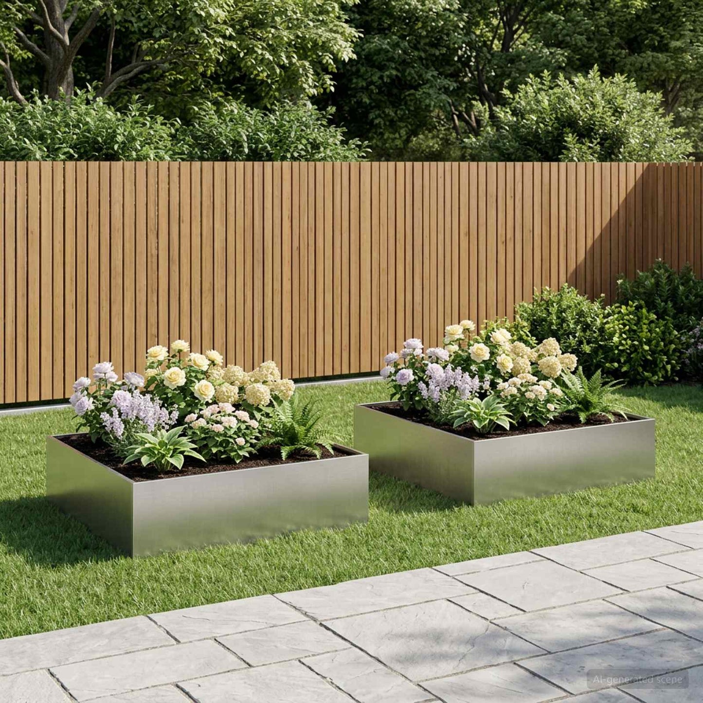 Hageblomsterpotte 2 stk. Sølv 100 x 100 x 30 cm Rustfritt stål