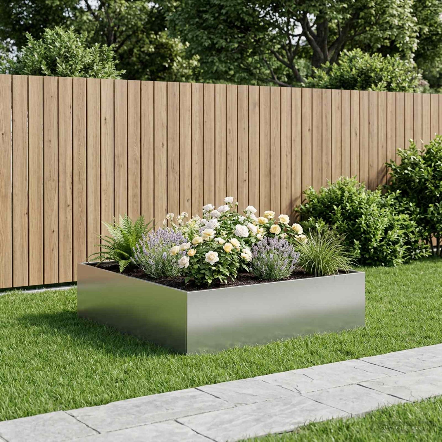 Hageblomsterpotte Sølv 100 x 100 x 30 cm Galvanisert stål