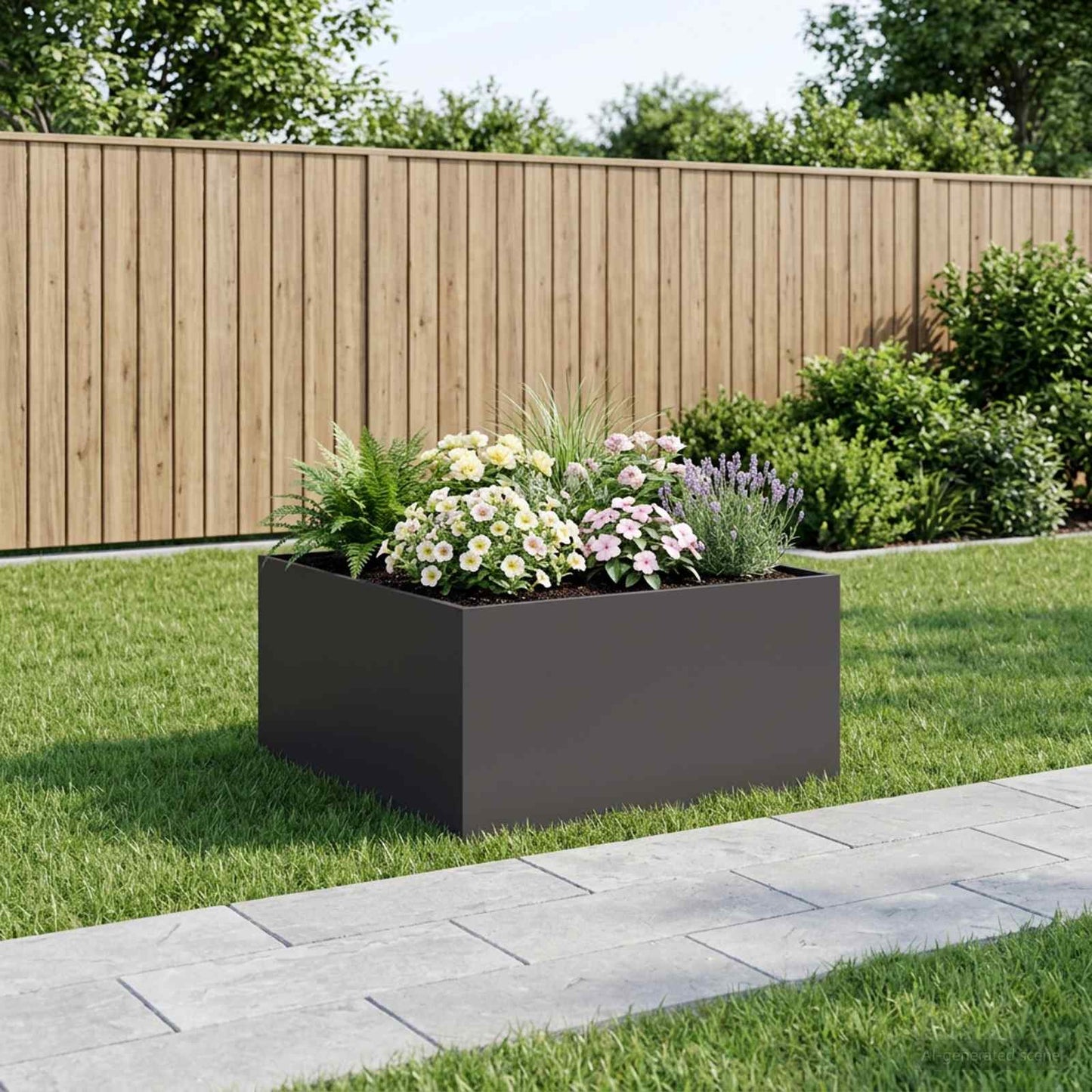 Hageblomsterpotte Svart 80 x 80 x 40 cm Kaldvalsestål