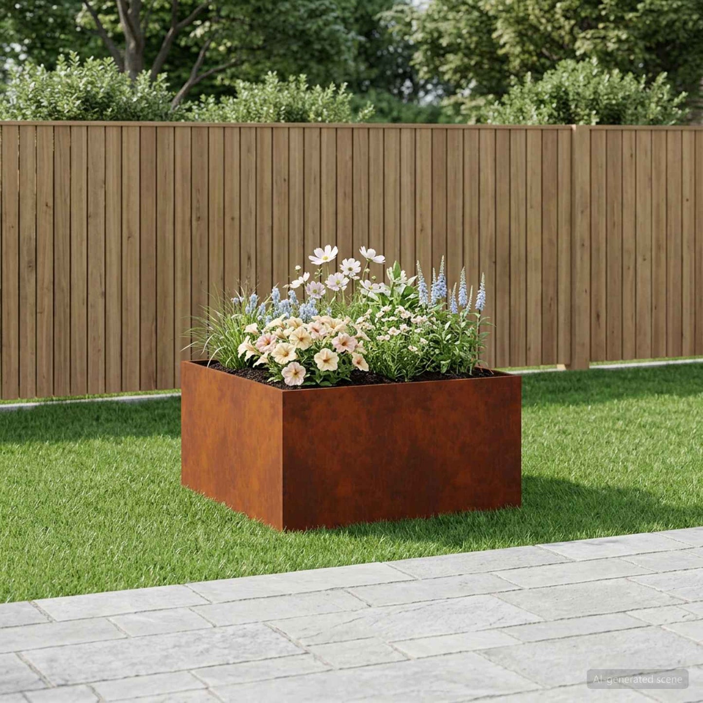 Hageblomsterpotte Rusten 80 x 80 x 40 cm Cortenstål