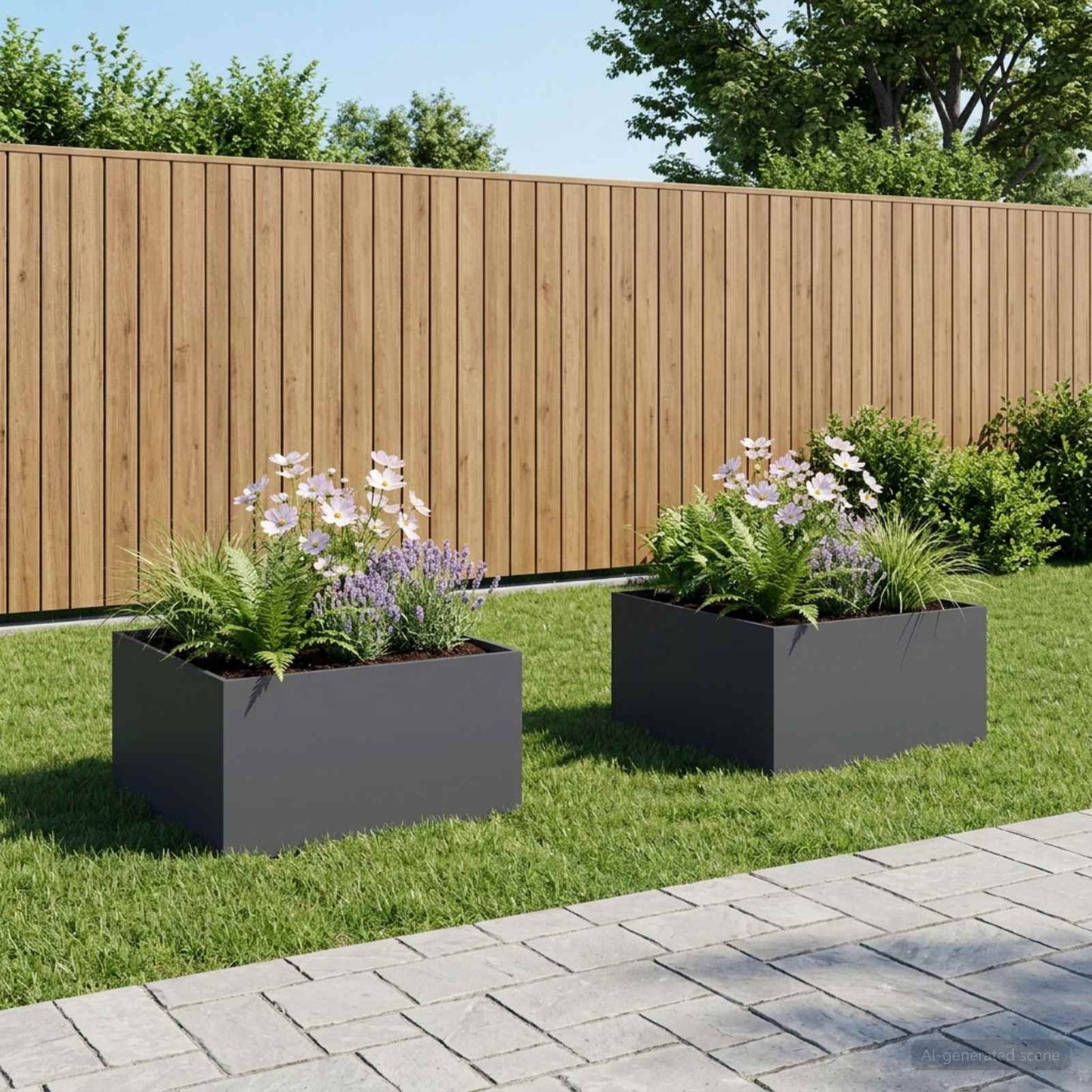Hageblomsterpotte 2 stk. Antrasitt 100 x 100 x 40 cm