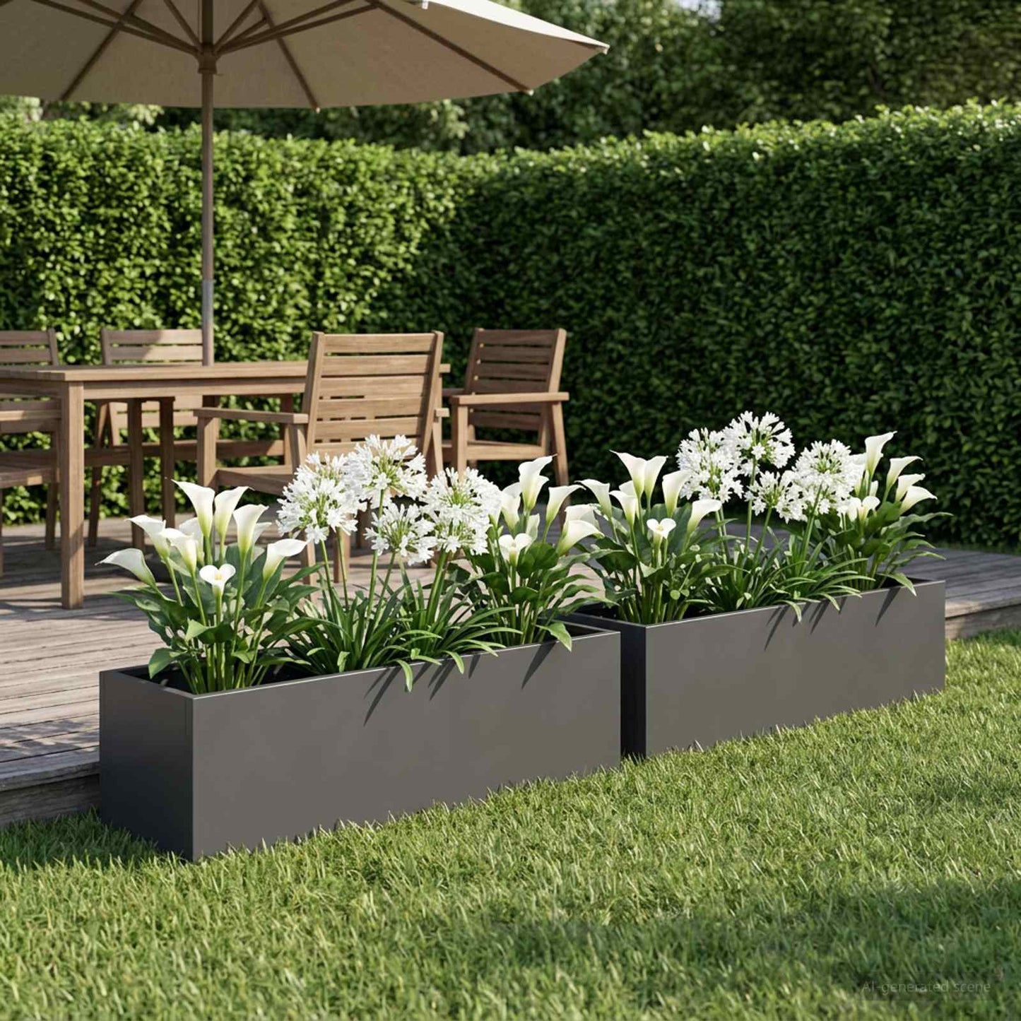 Hageblomsterpotte 2 stk. Antrasitt 80 x 20 x 20 cm