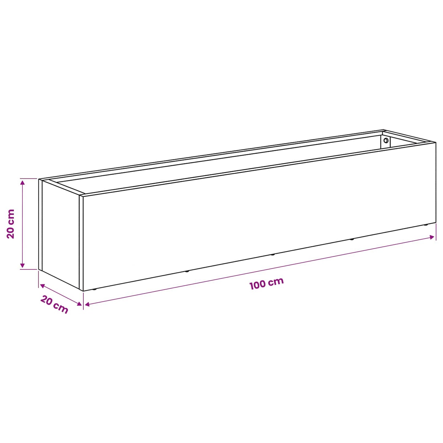 Hageblomsterpotte 2 stk. Antrasitt 100 x 20 x 20 cm