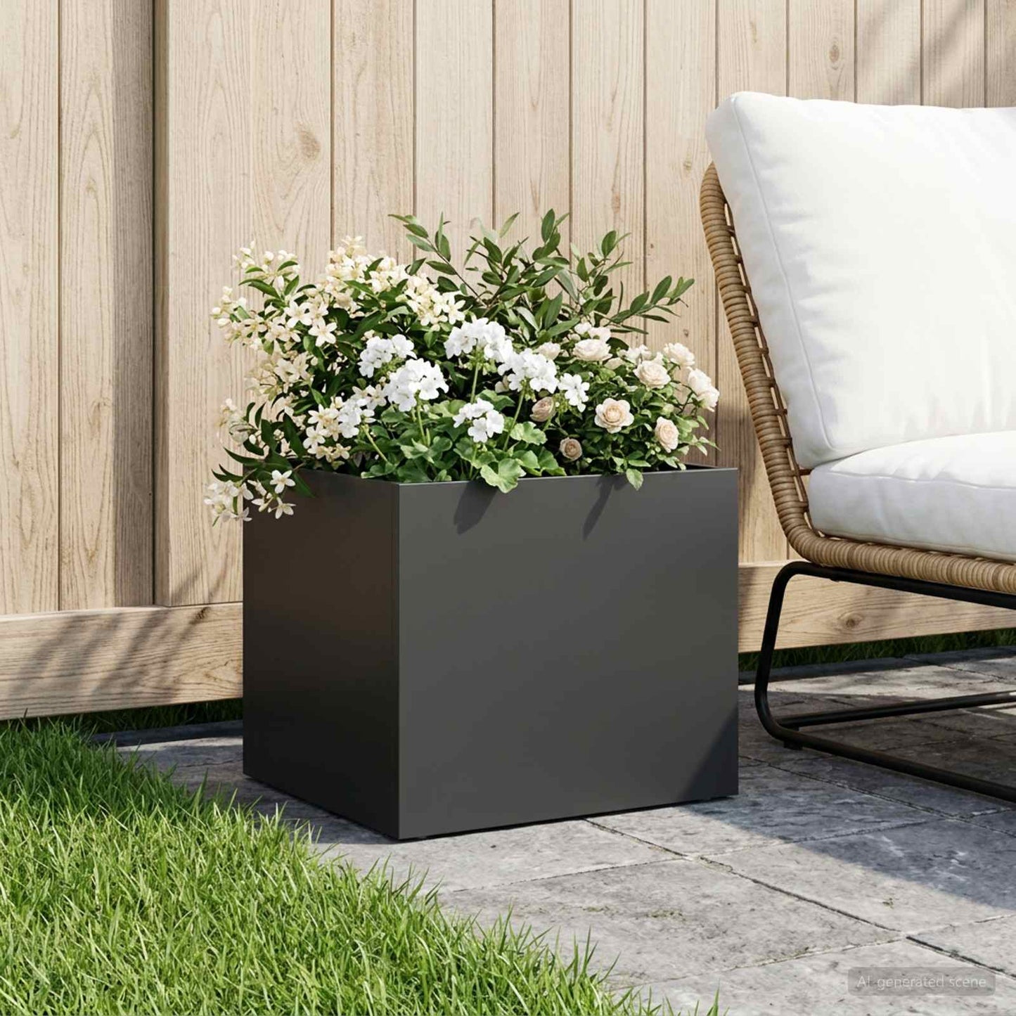Hageblomsterpotte Svart 40 x 30 x 30 cm Kaldvalsestål