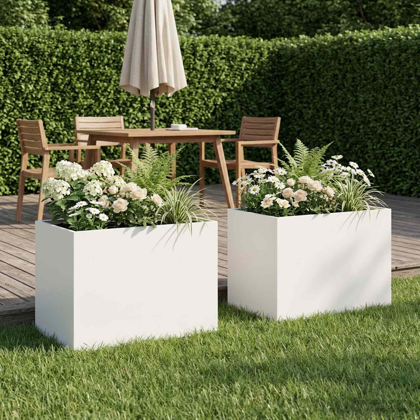 Hageblomsterpotte 2 stk. Hvit 40 x 30 x 30 cm Kaldvalsestål