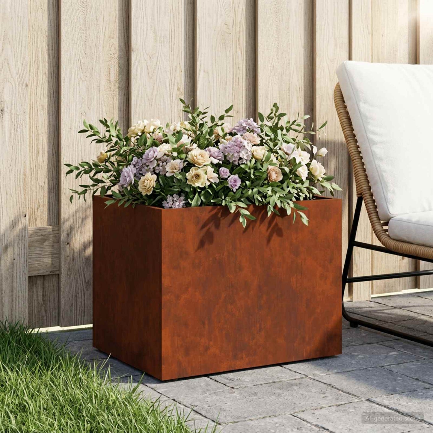 Hageblomsterpotte Rusten 40 x 30 x 30 cm Cortenstål