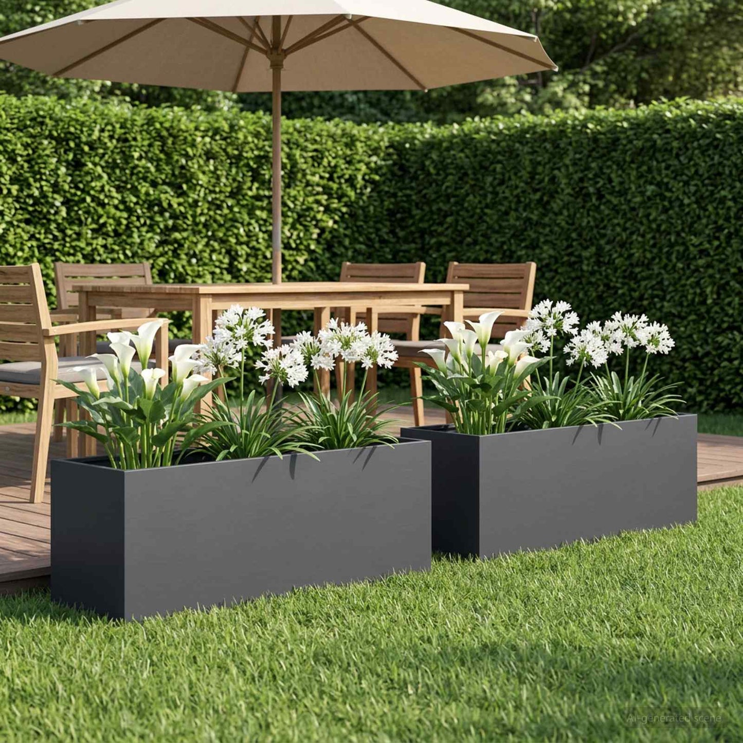 Hageblomsterpotte 2 stk. Antrasitt 80 x 30 x 30 cm
