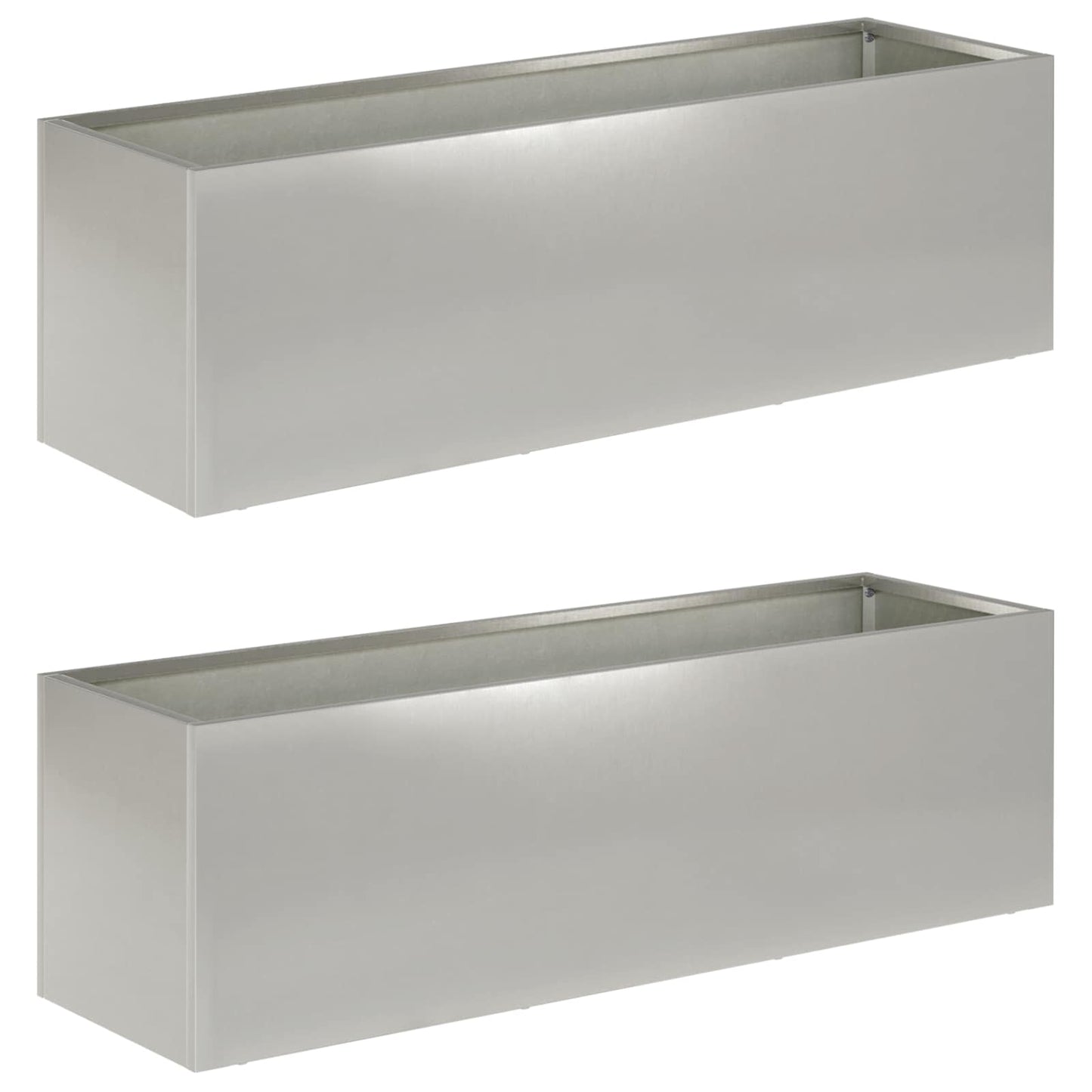 Hageblomsterpotte 2 stk. Sølv 100 x 30 x 30 cm Rustfritt stål