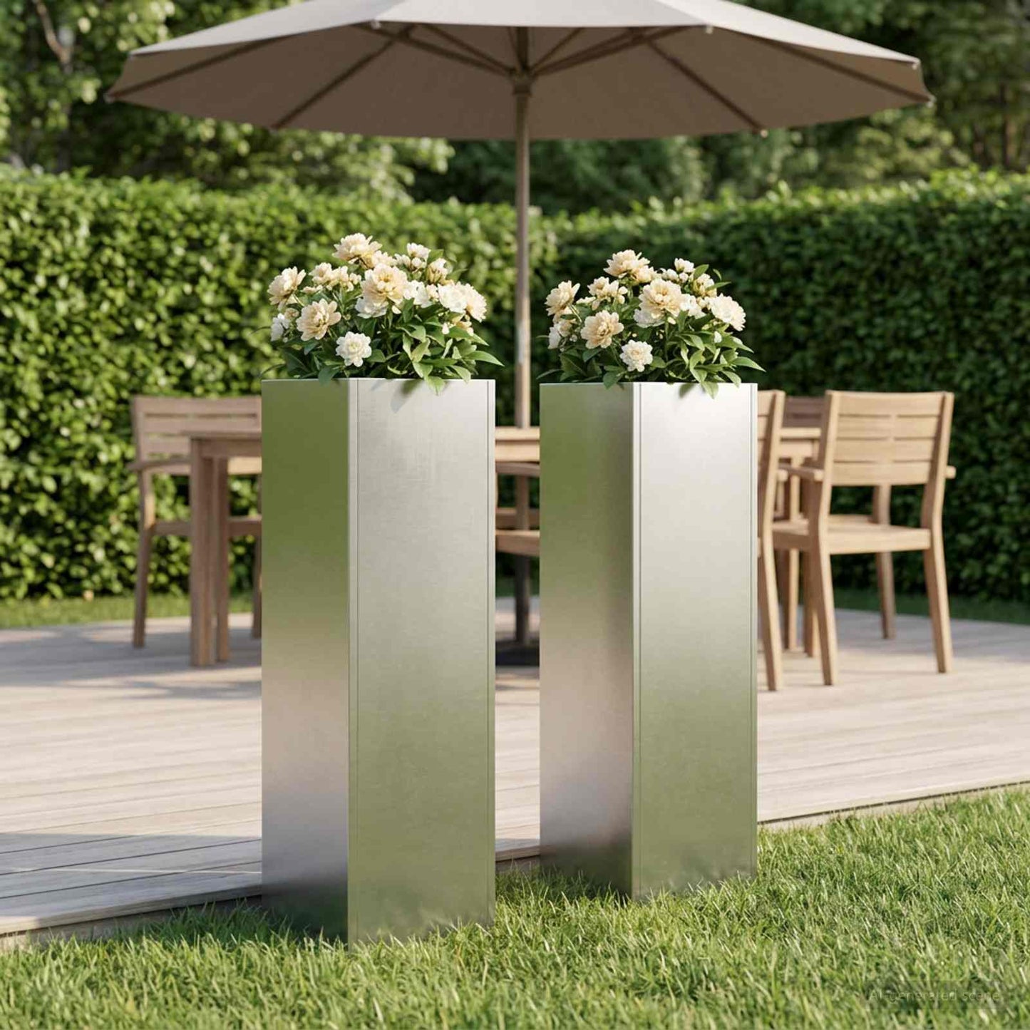 Hageblomsterpotte 2 stk. Sølv 20 x 20 x 75 cm Rustfritt stål