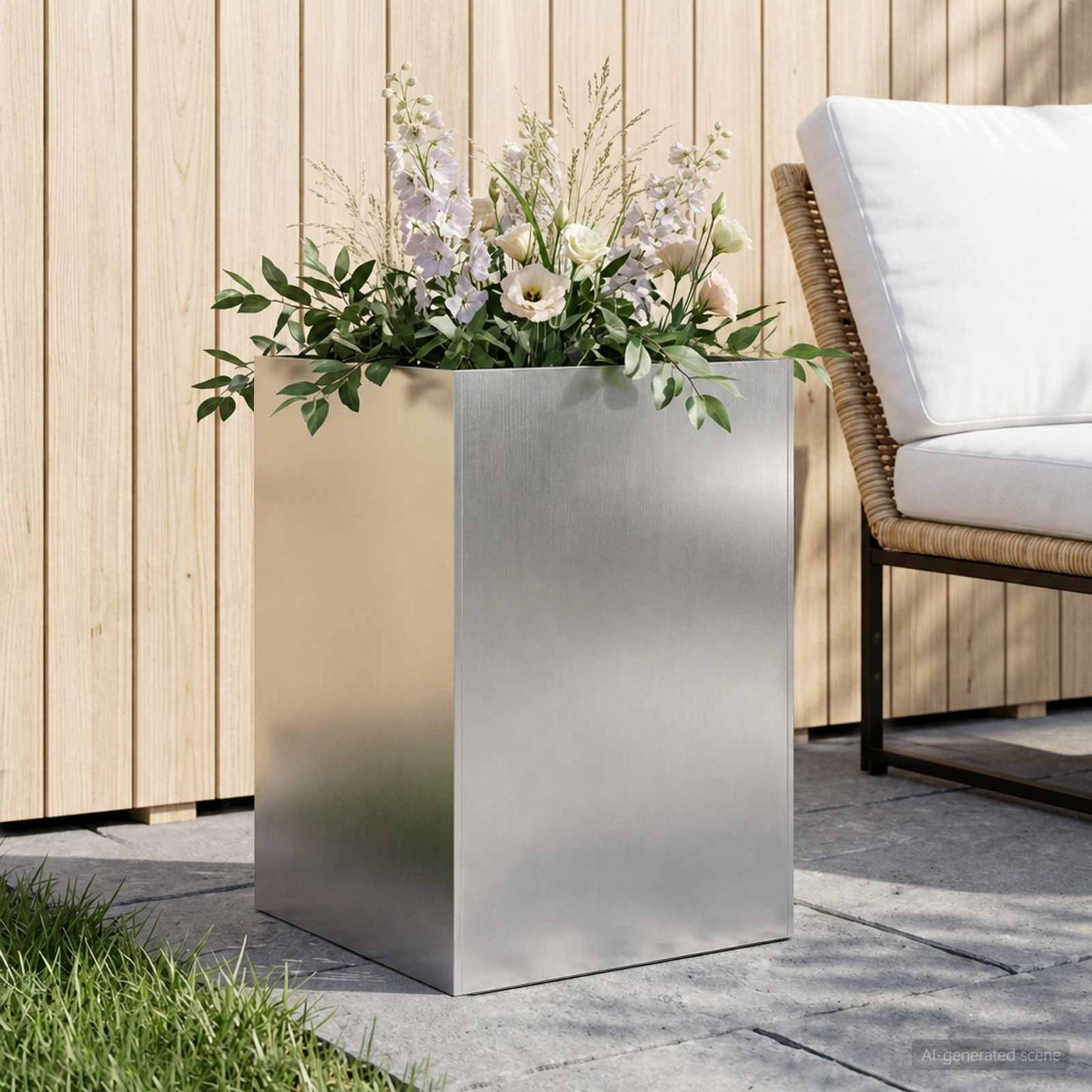 Hageblomsterpotte Sølv 50 x 50 x 75 cm Rustfritt stål