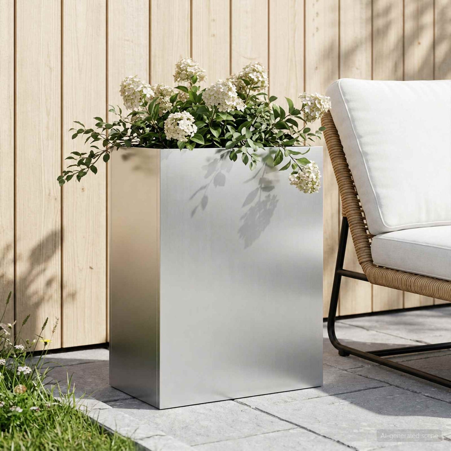 Hageblomsterpotte Sølv 40 x 20 x 40 cm Galvanisert stål