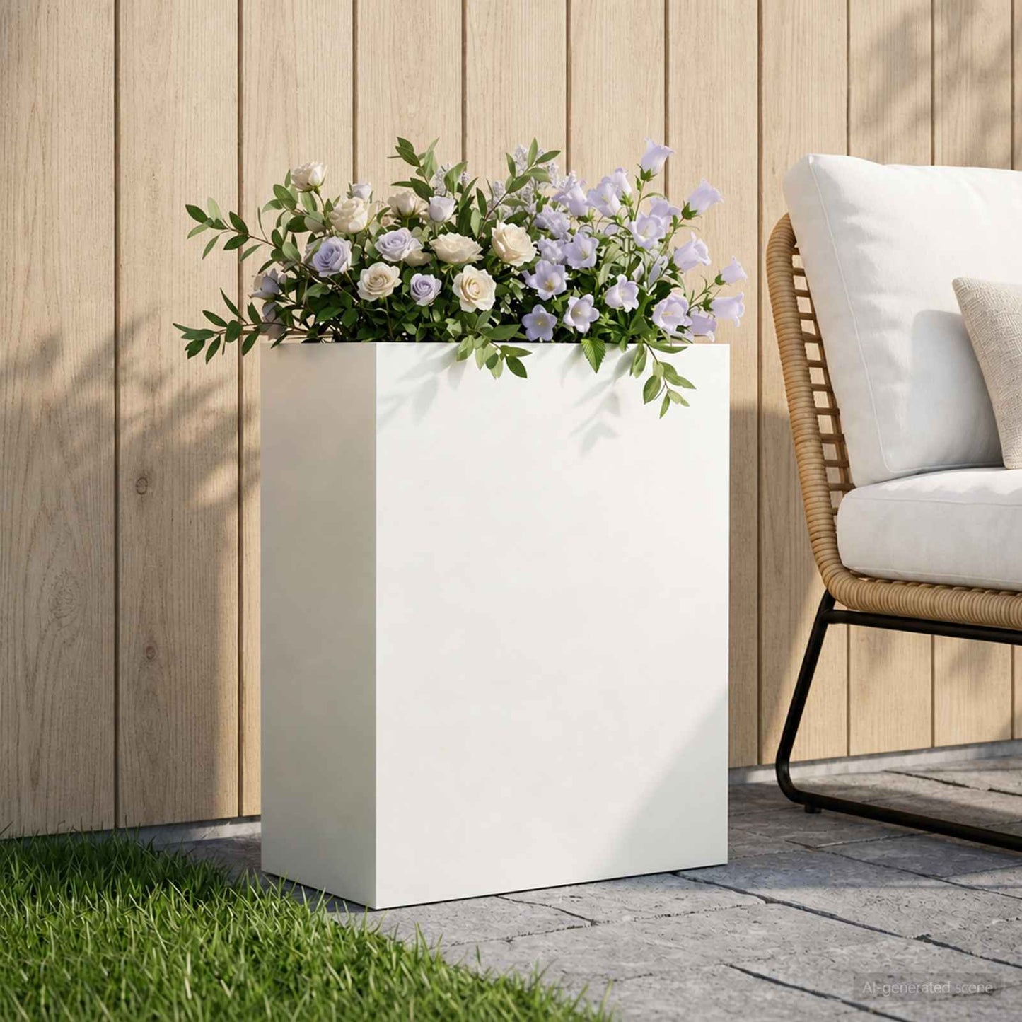 Hageblomsterpotte Hvit 40 x 20 x 50 cm Kaldvalsestål