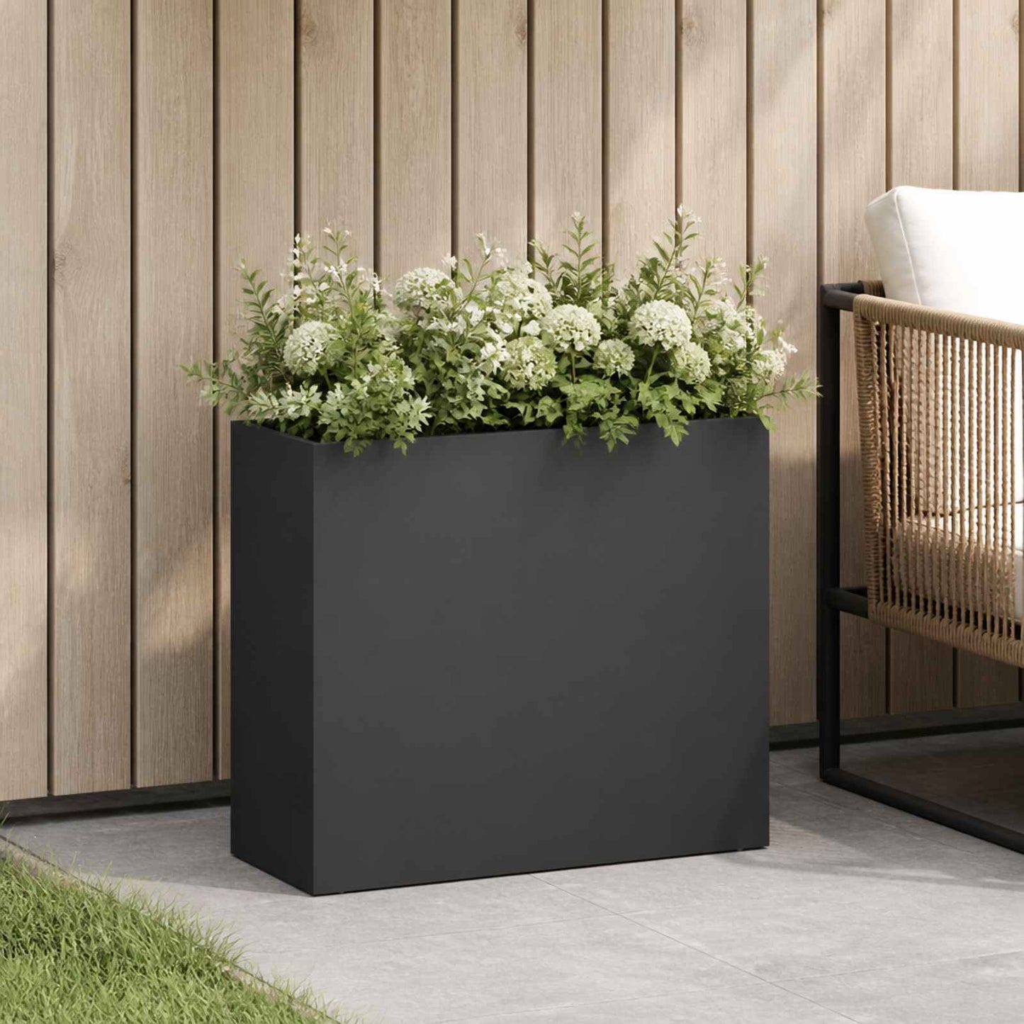 Hageblomsterpotte Svart 50 x 20 x 40 cm Kaldvalsestål