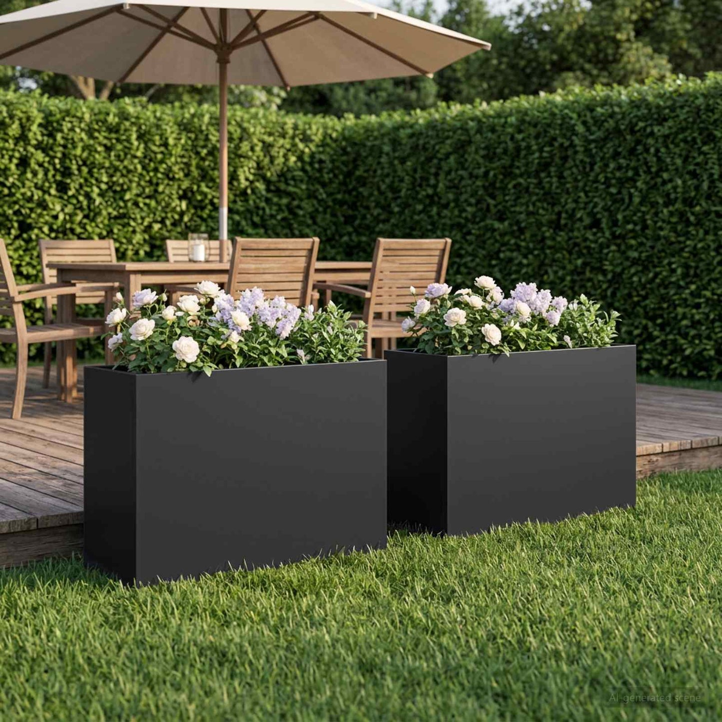 Hageblomsterpotte 2 stk. Svart 50 x 20 x 40 cm Kaldvalsestål