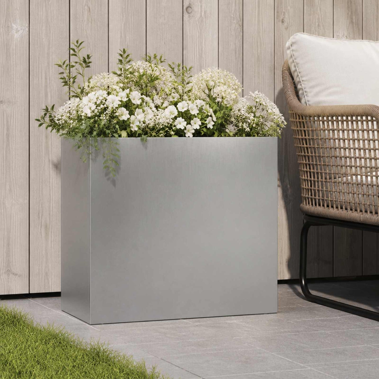 Hageblomsterpotte Sølv 50 x 20 x 40 cm Rustfritt stål