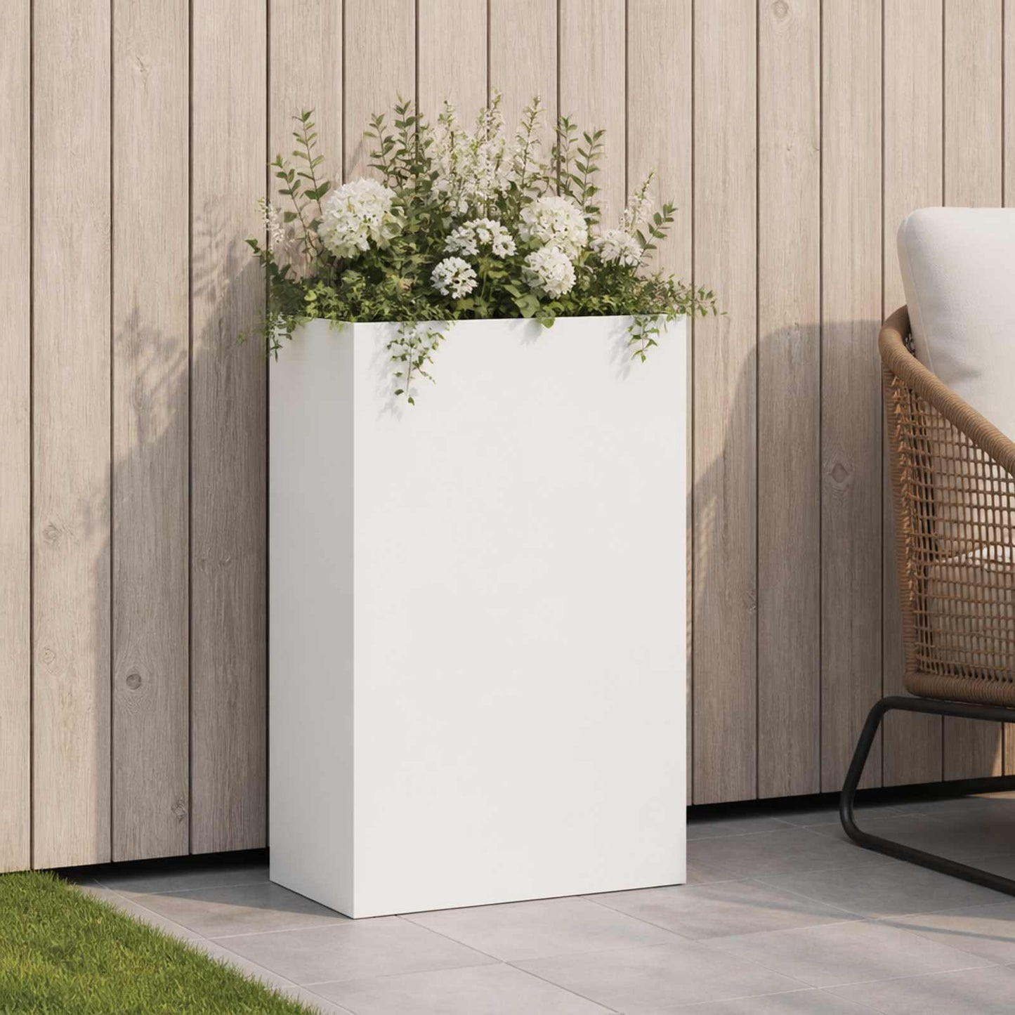 Hageblomsterpotte Hvit 50 x 20 x 75 cm Kaldvalsestål