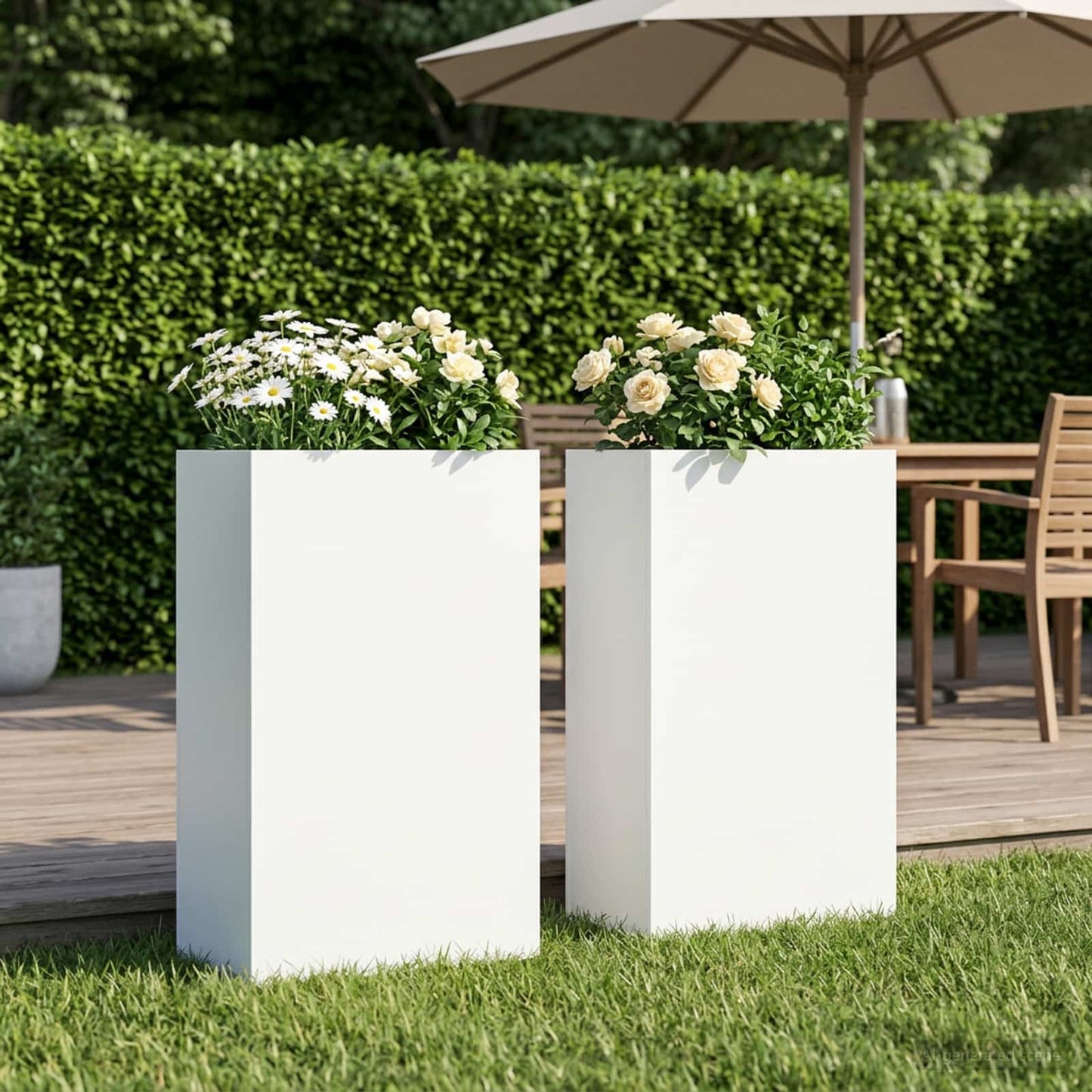 Hageblomsterpotte 2 stk. Hvit 50 x 20 x 75 cm Kaldvalsestål
