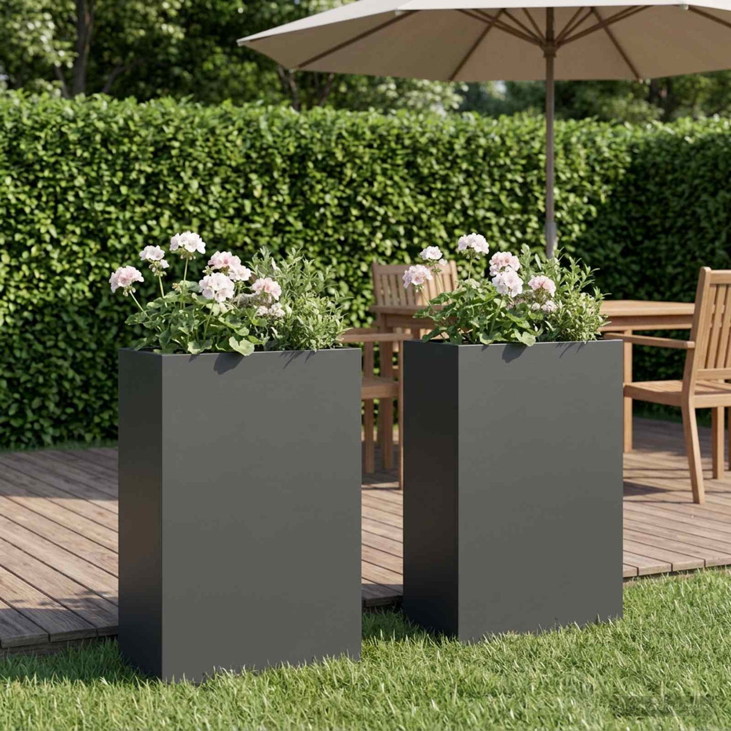 Hageblomsterpotte 2 stk. Antrasitt 50 x 20 x 75 cm