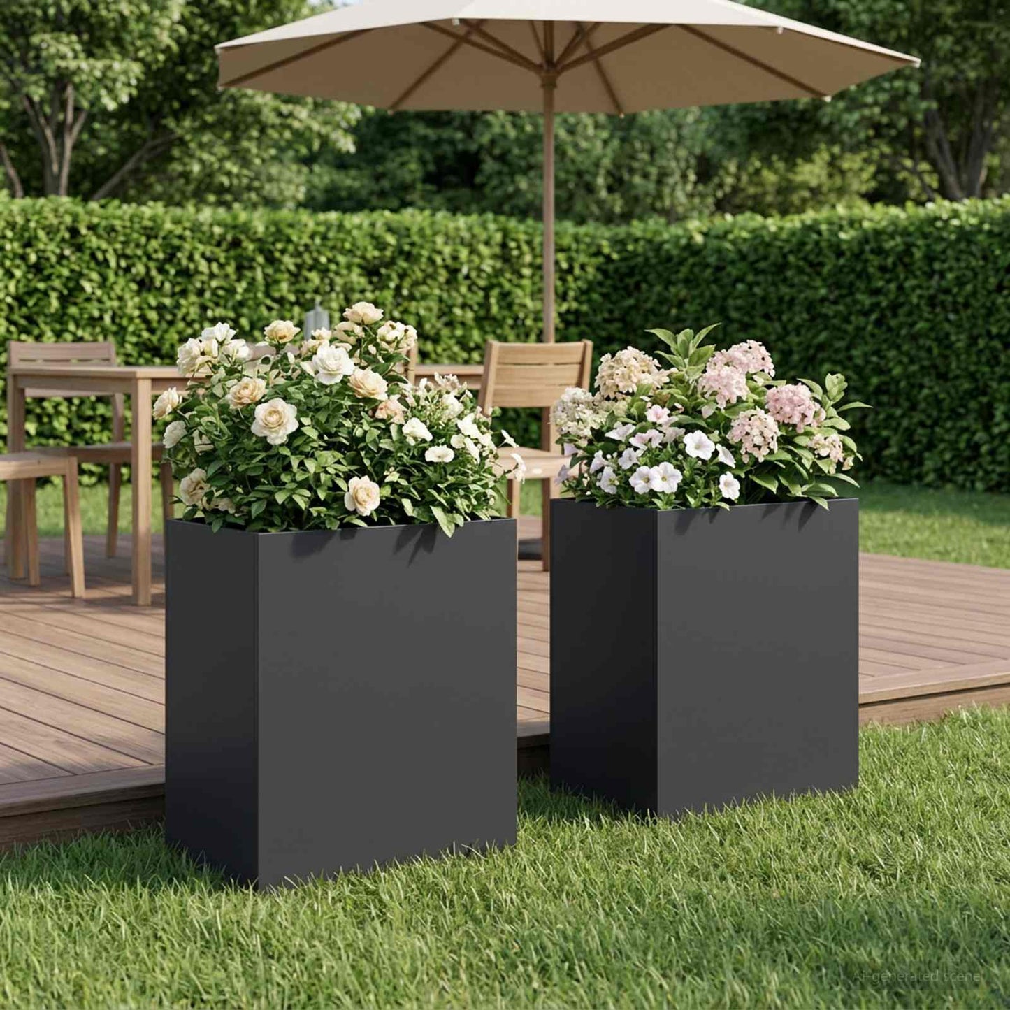 Hageblomsterpotte 2 stk. Svart 40 x 30 x 50 cm Kaldvalsestål