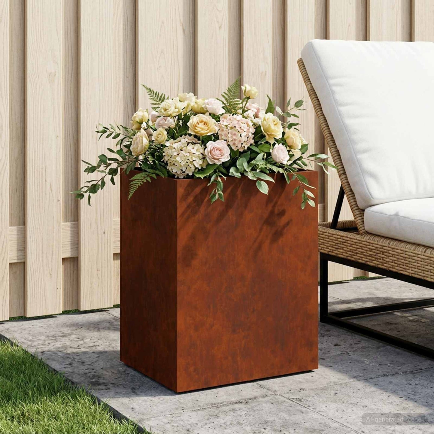 Hageblomsterpotte Rusten 40 x 30 x 50 cm Cortenstål