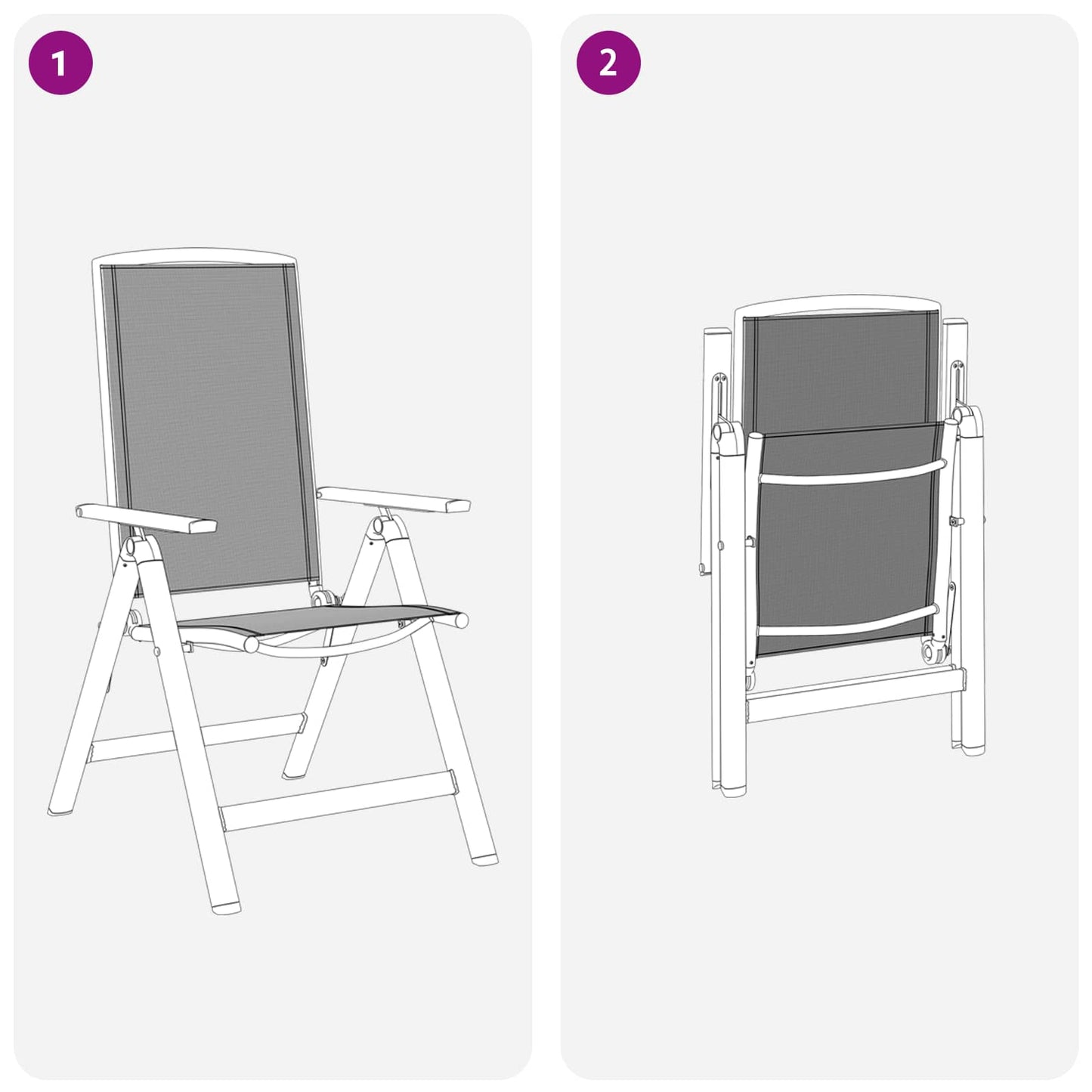 Recliner Hage Stoler 2 pcs Svart 58 x 71 x 112 cm Textilene