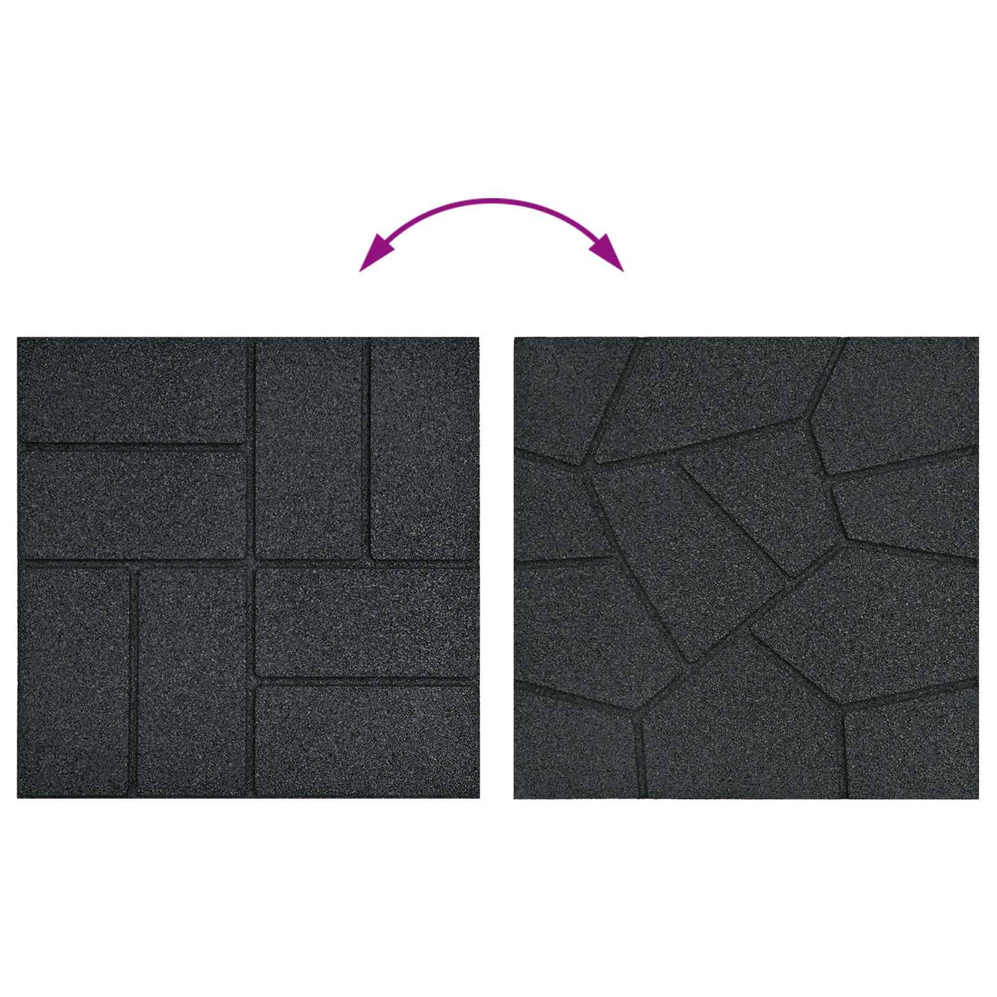 Stepping Stone 6 pcs Svart 40,5 x 40,5 x 2 cm Gummi