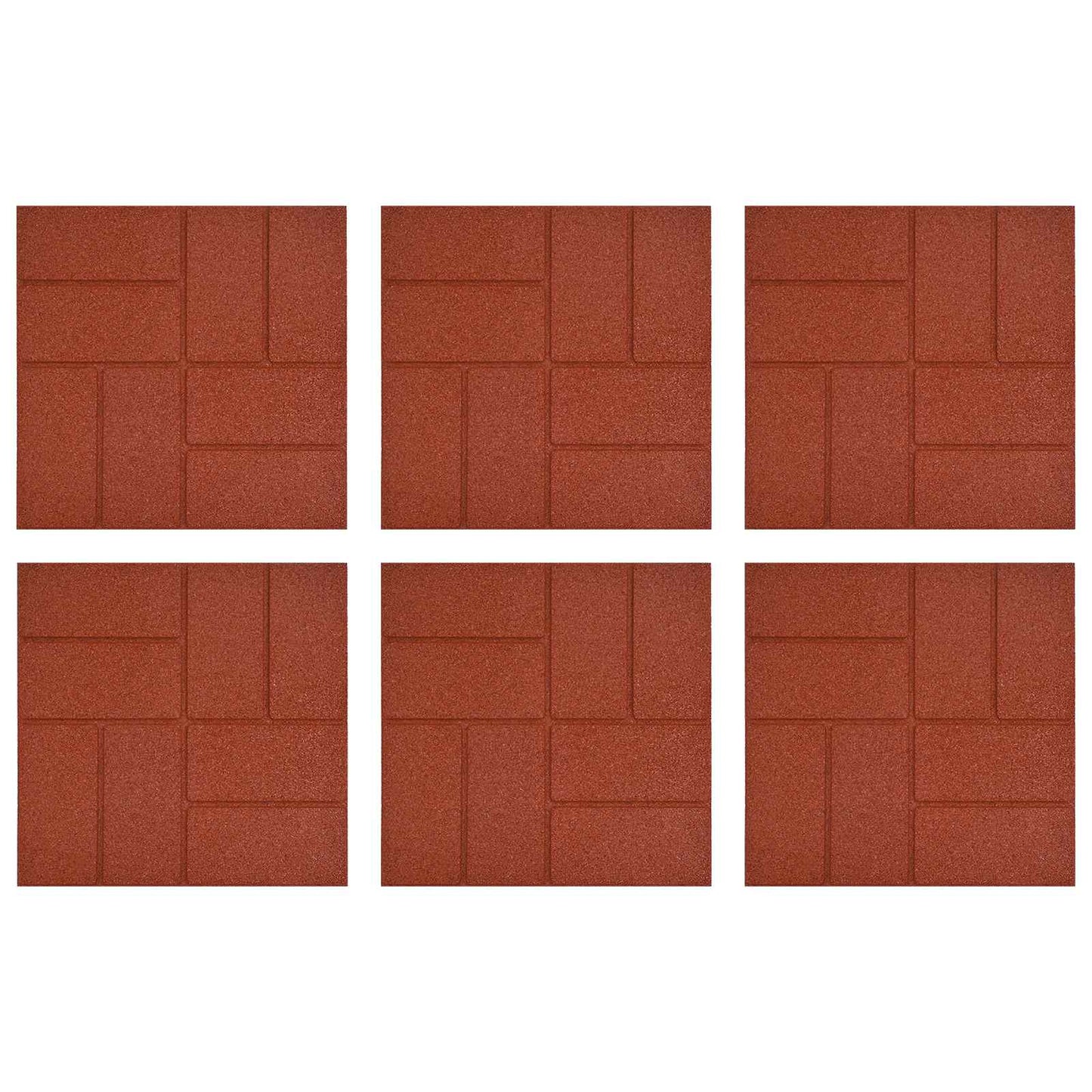 Stepping Stone 6 pcs Rød 40,5 x 40,5 x 2 cm Gummi