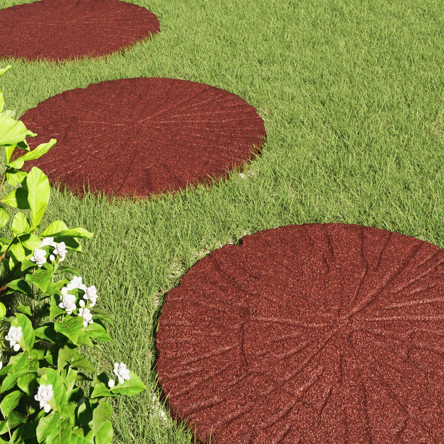 Stepping Stone 6 pcs Rød Ø 45 x 1,8 cm Gummi