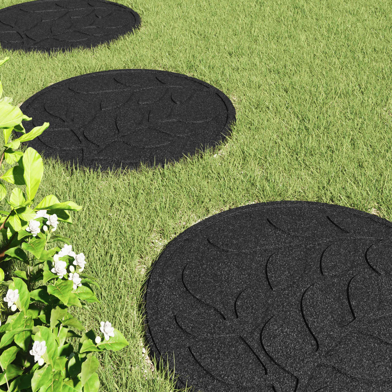 Stepping Stone 6 pcs Svart Ø 44 x 2 cm Gummi vidaXL