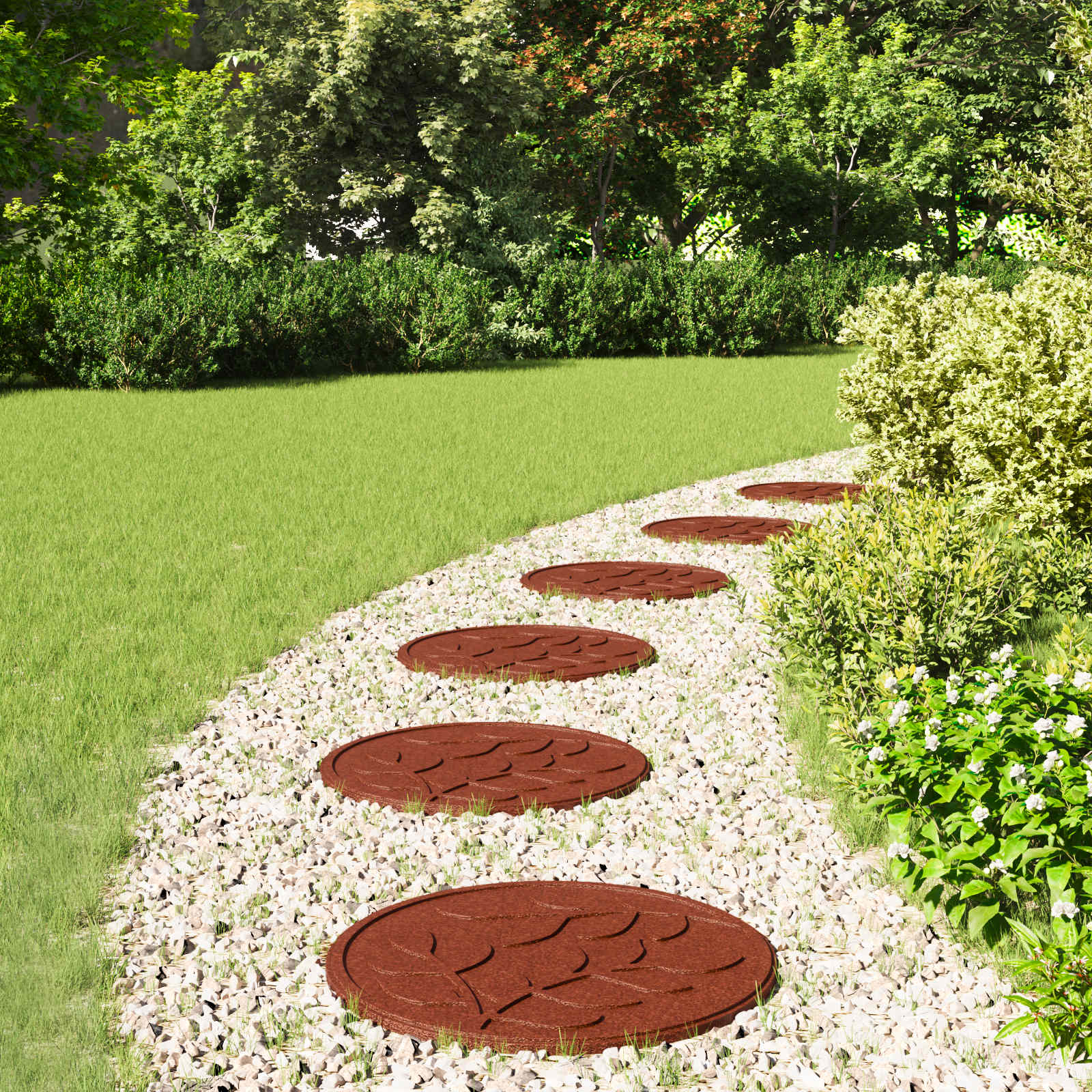Stepping Stone 6 pcs Rød Ø 44 x 2 cm Gummi vidaXL