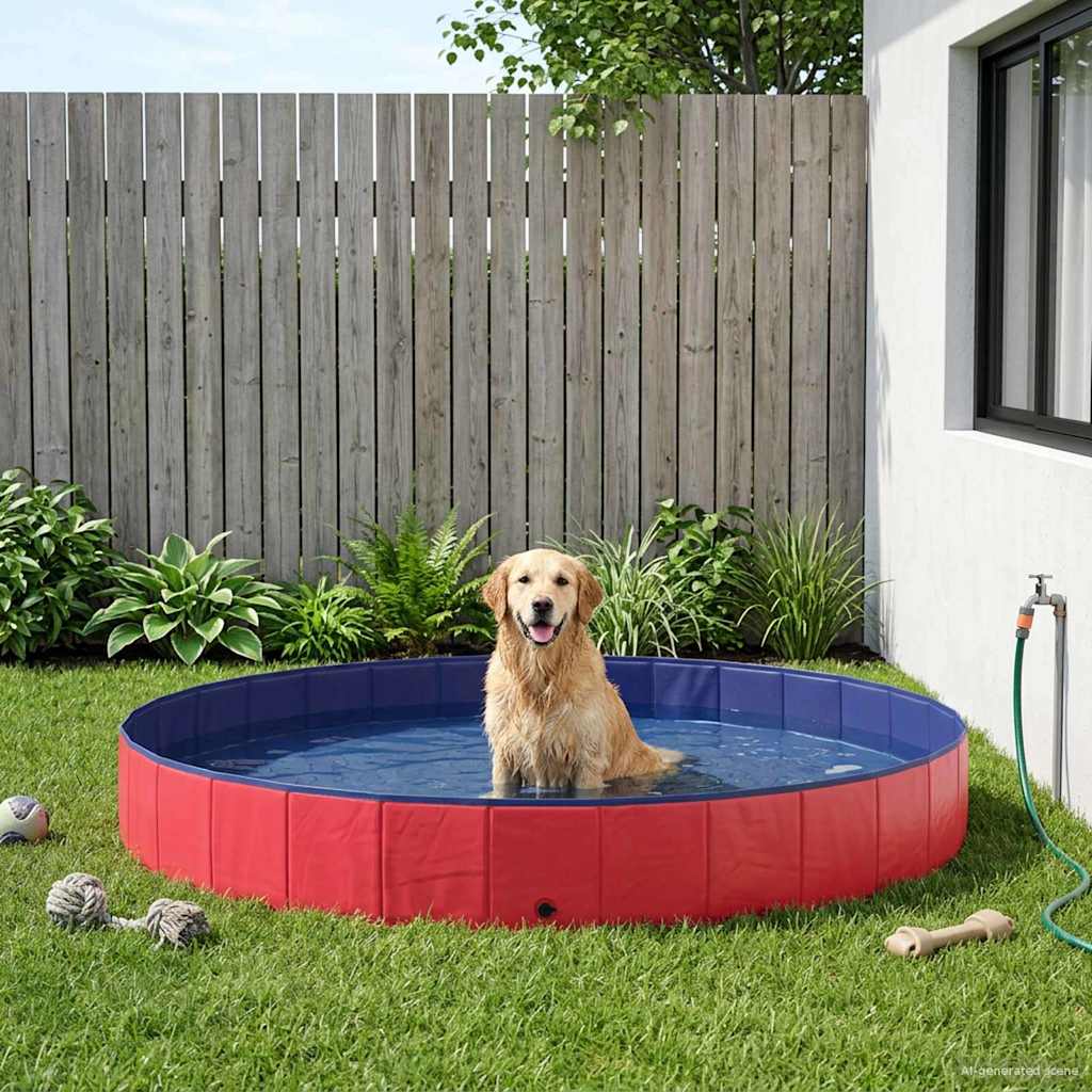 Hundebasseng Ø300 x 38 cm Tykk PVC Rød