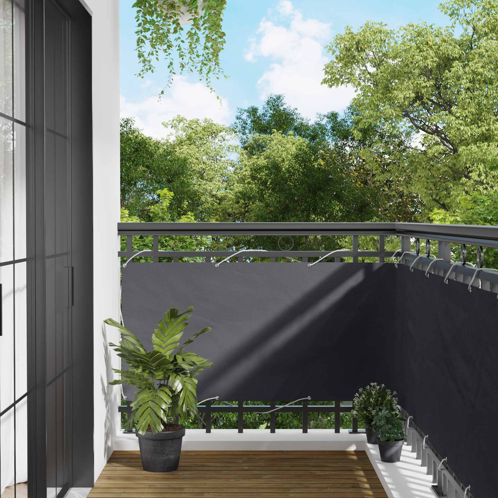 Balkong Skjerm Antrasitt 75 x 200 cm PU-belagt oxford alu vidaXL