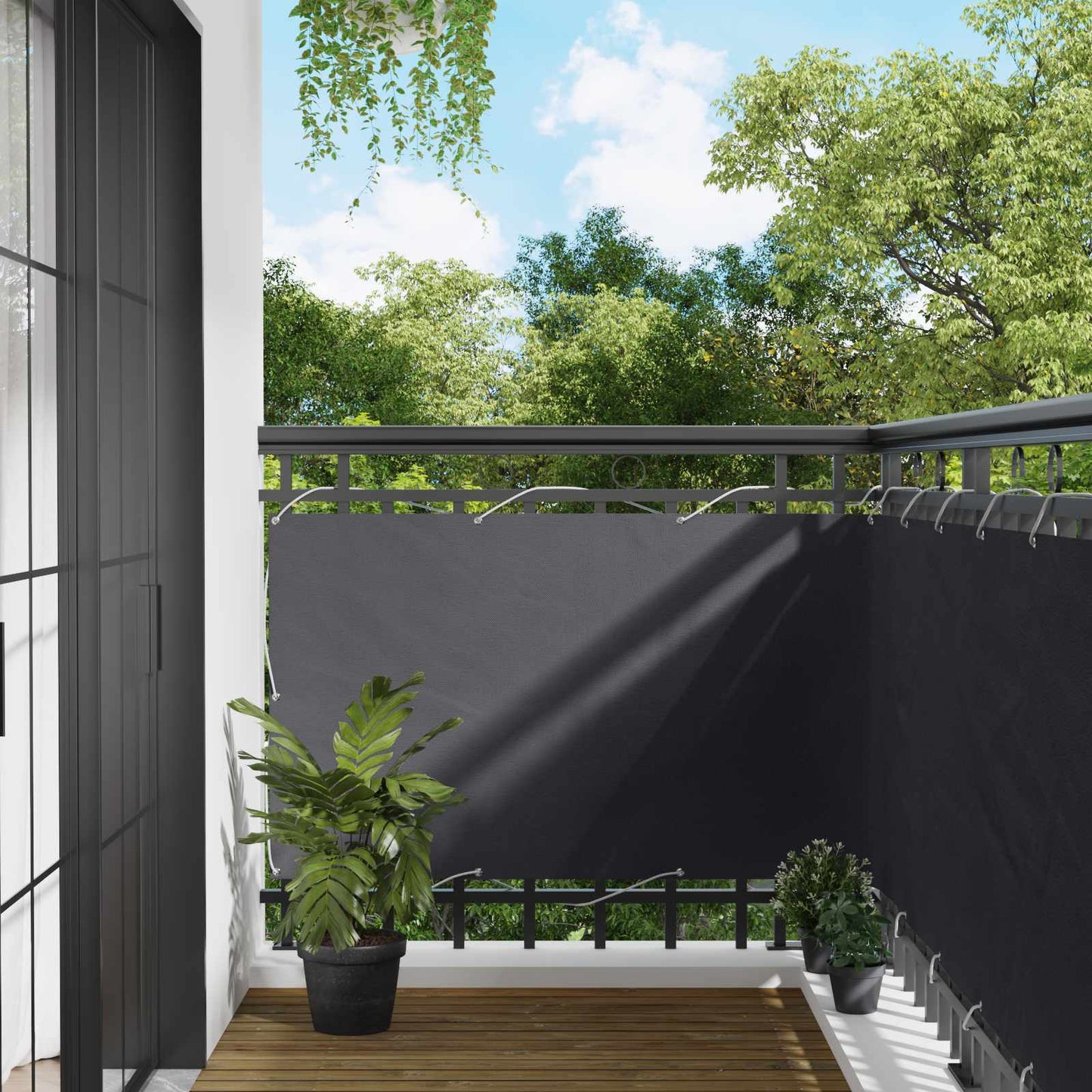 Balkong Skjerm 90 x 200 cm PU-belagt oxford alu