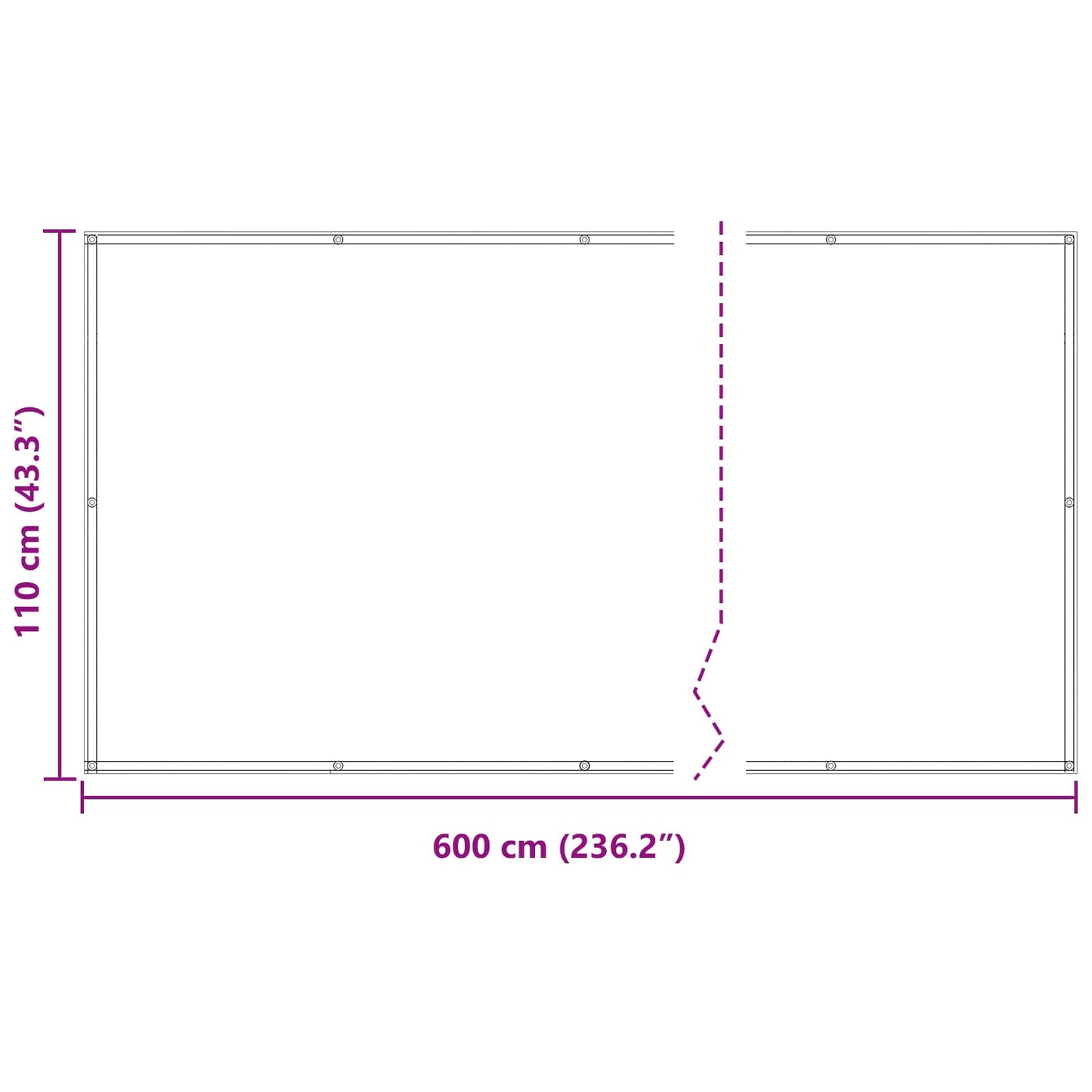 Balkong Skjerm Hvit 110 x 600 cm Oxford Stoff