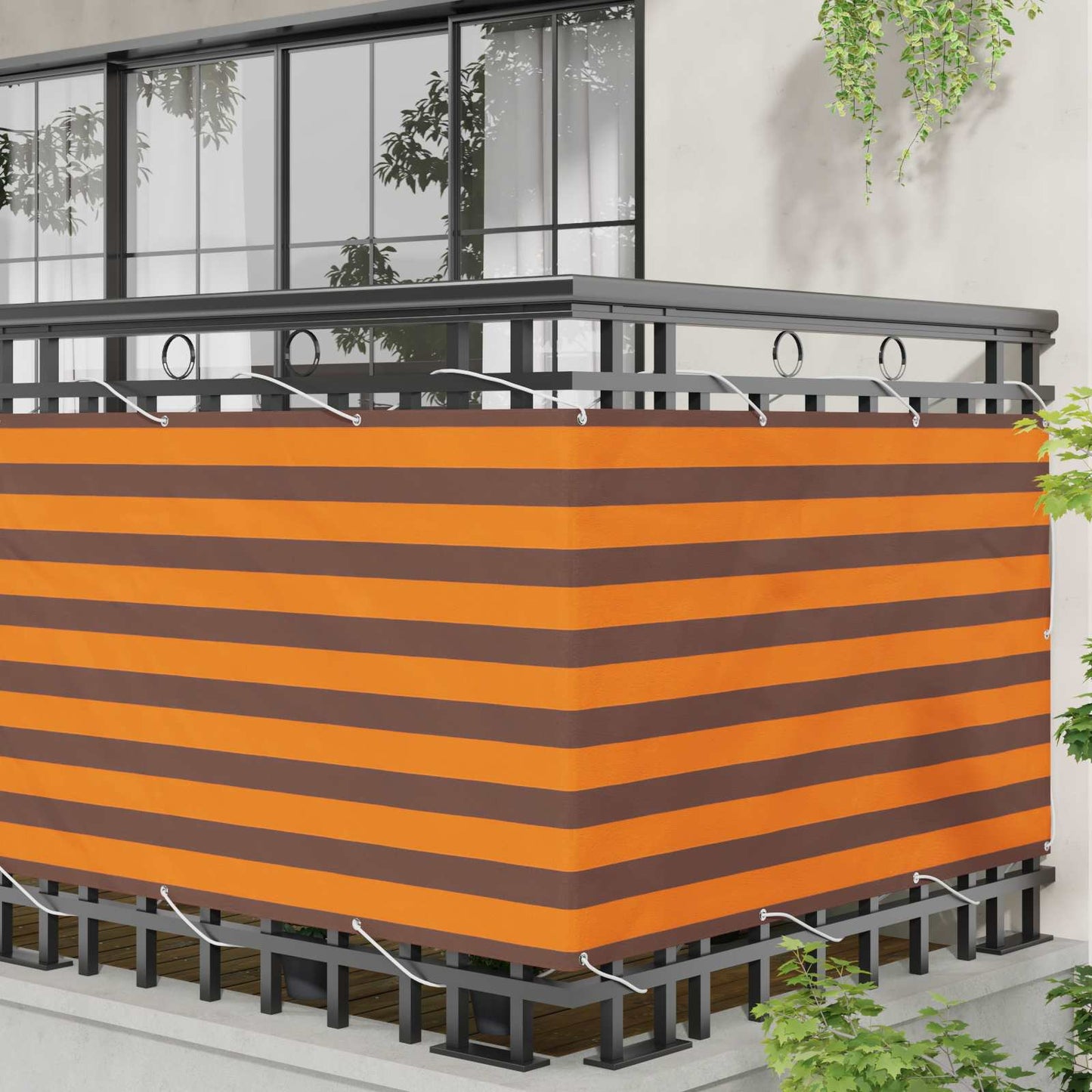 Balkong Skjerm Oransje og Brunt 100 x 400 cm Oxford Stoff