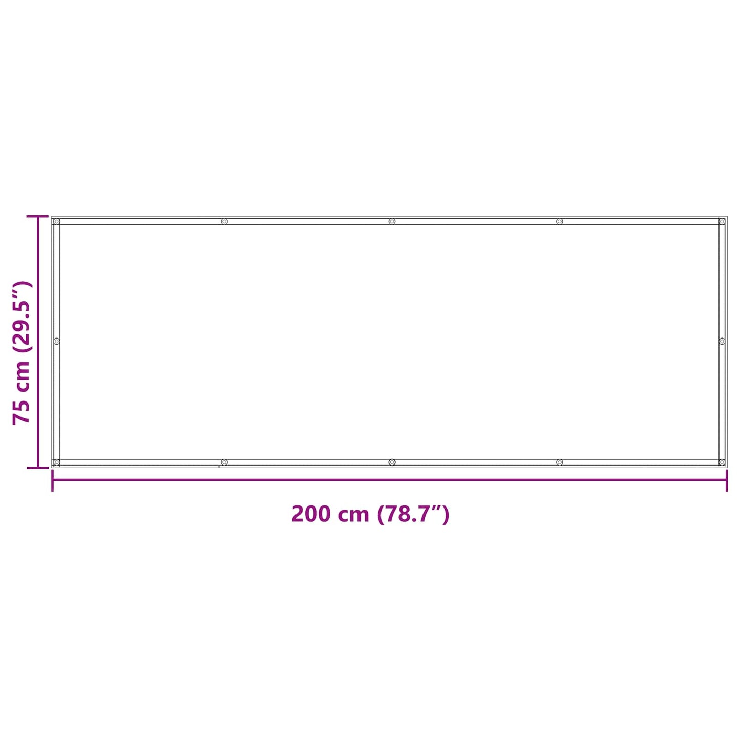 Balkong Skjerm 75 x 200 cm PU-belagt oxford alu
