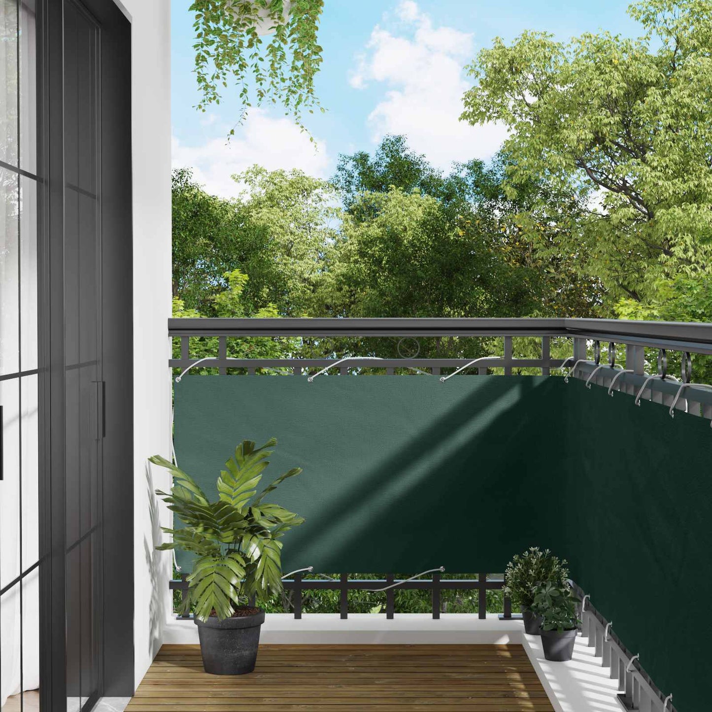 Balkong Skjerm 75 x 200 cm PU-belagt oxford alu