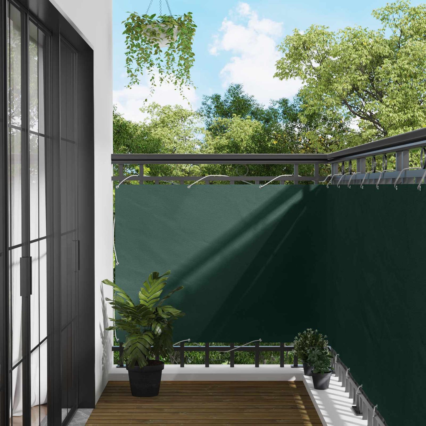 Balkong Skjerm Mørkegrønn 110 x 600 cm Oxford Stoff